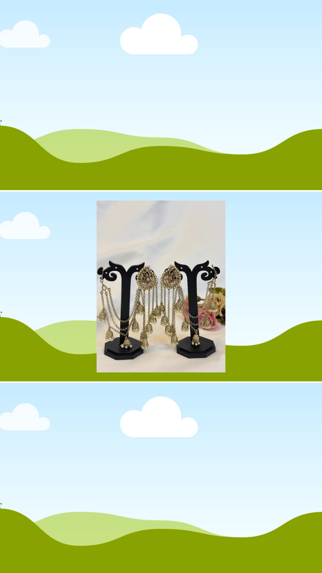 Royal Pearl Chain Jhumka Earrings