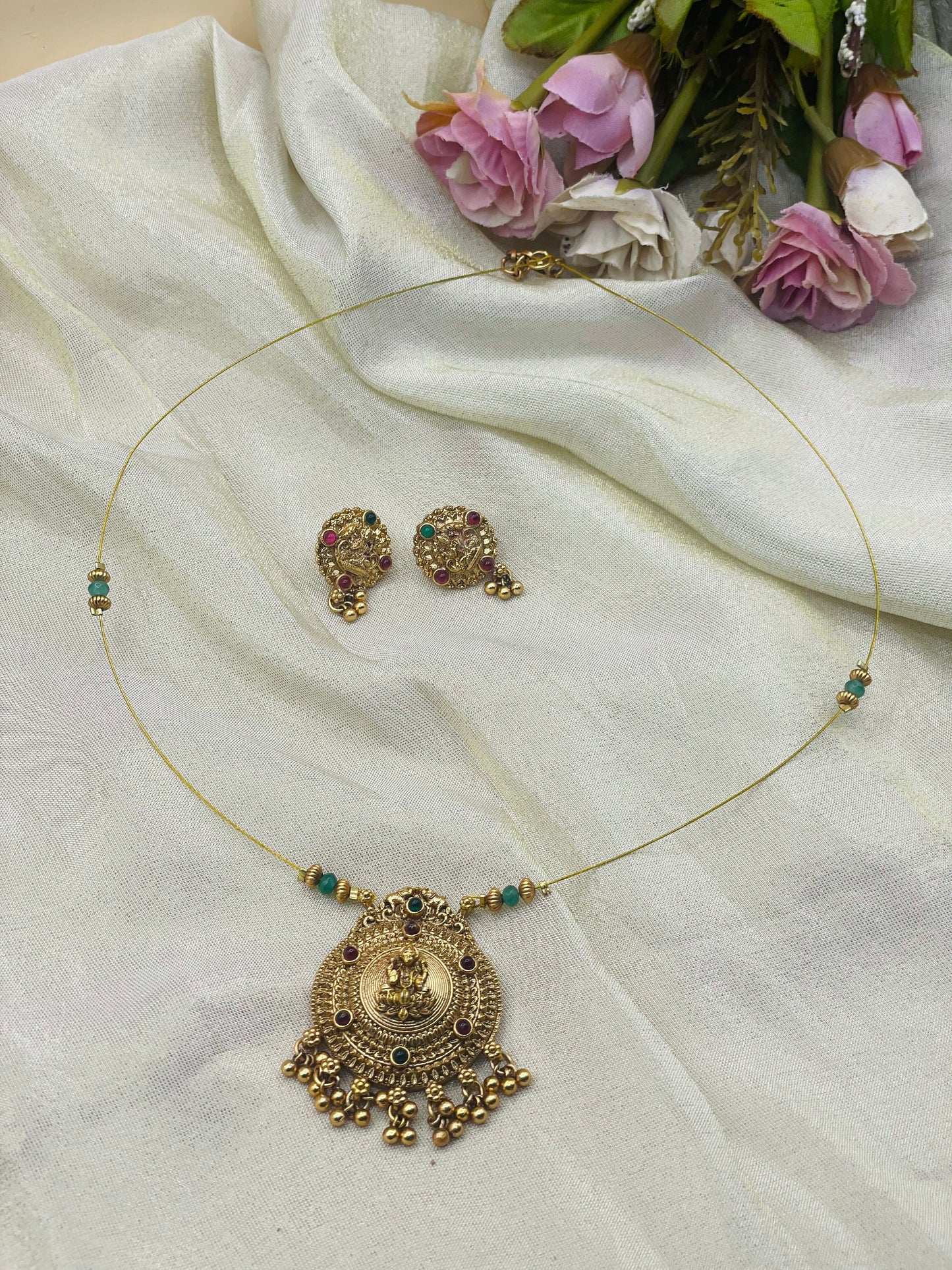 Antique Lakshmi Pendant invisible Necklace
