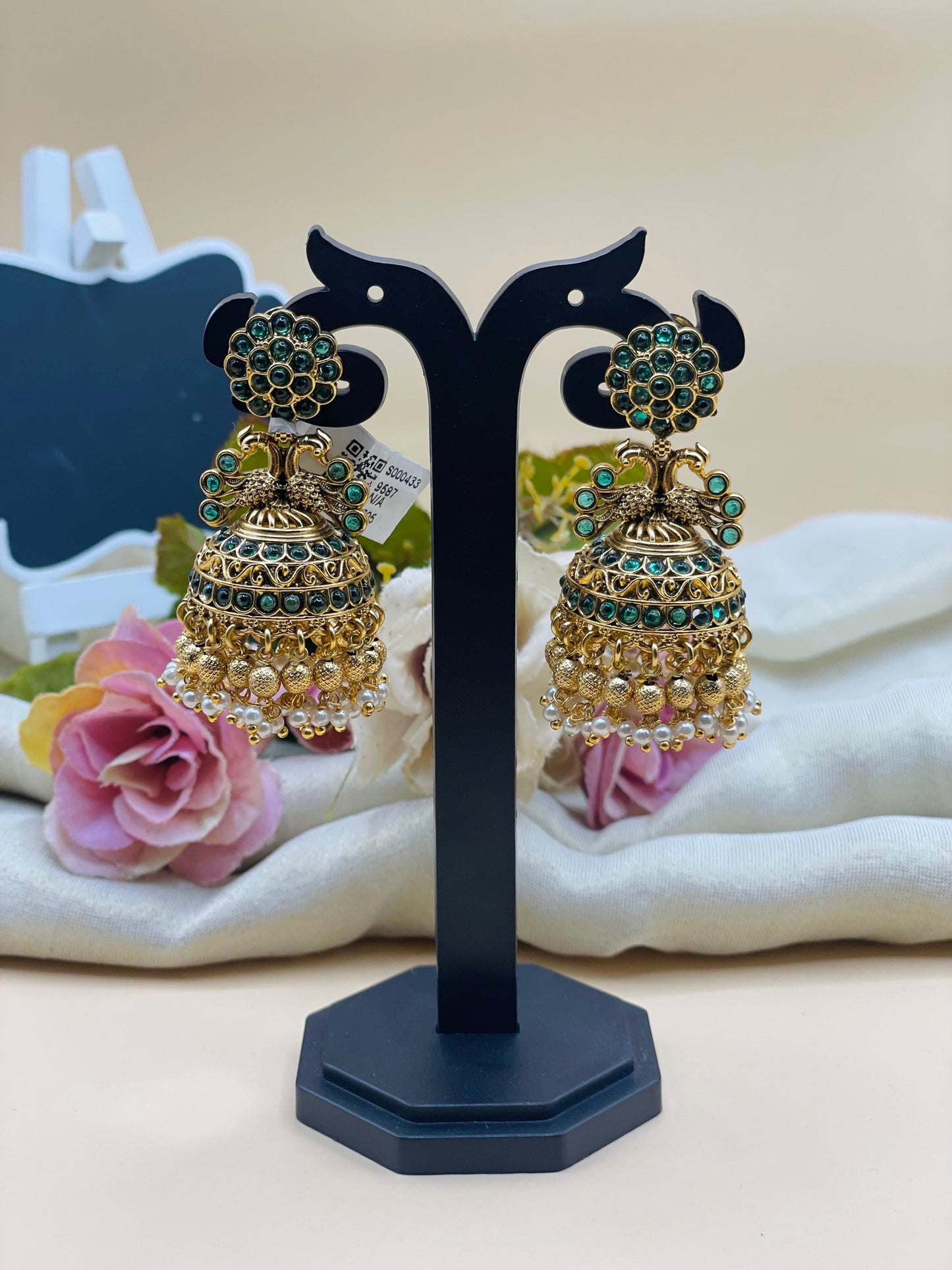 Emerald Floral Jhumka -J004