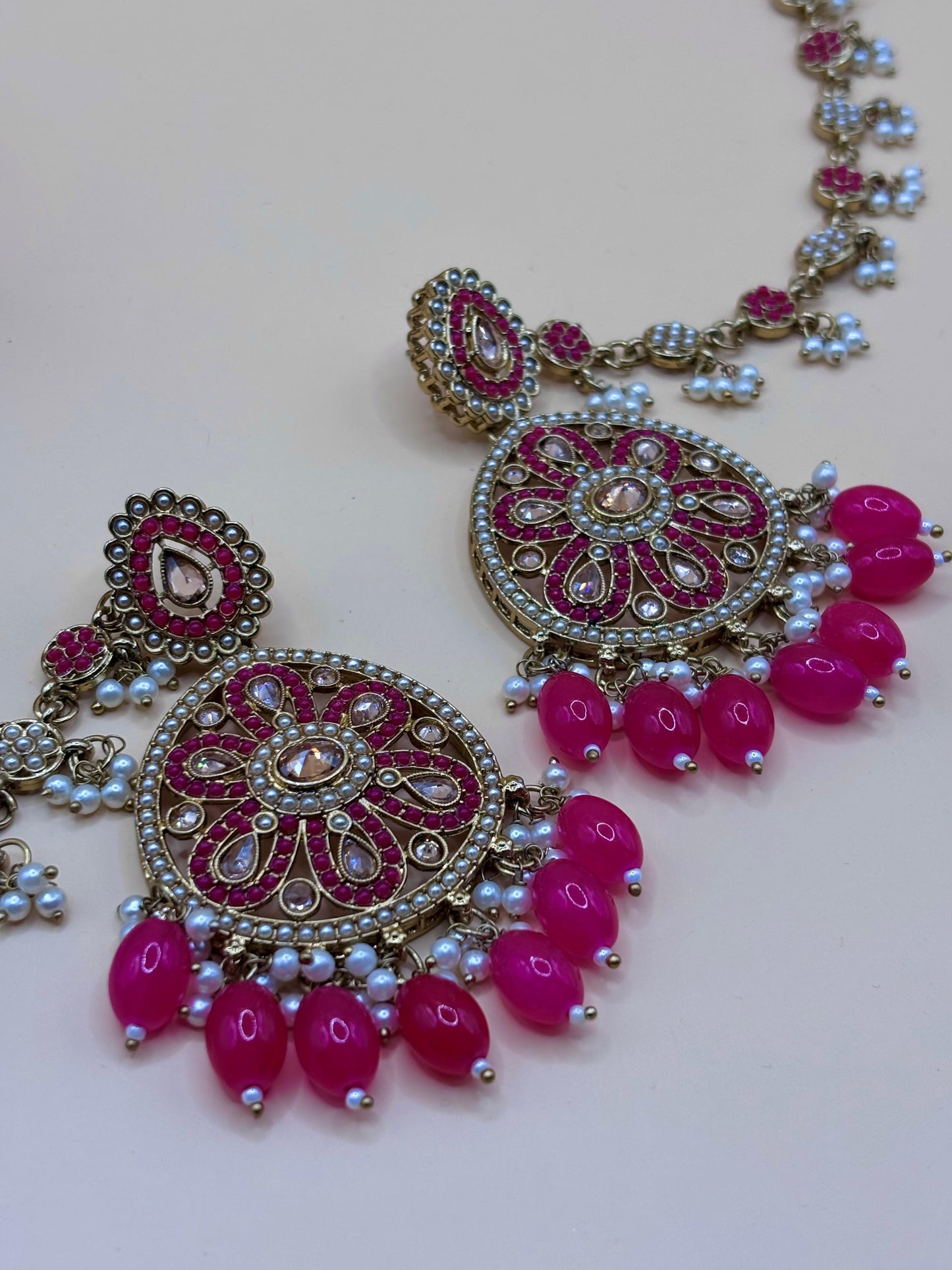 Pink Stone Kundan Earrings