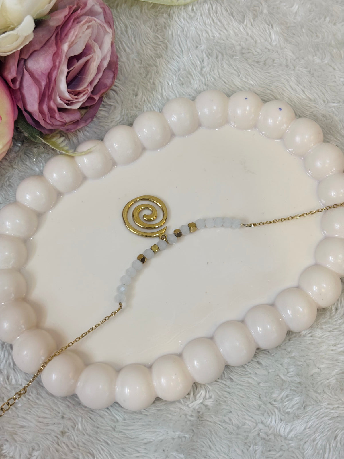 Spiral Pearl Charm Bracelet-BR09