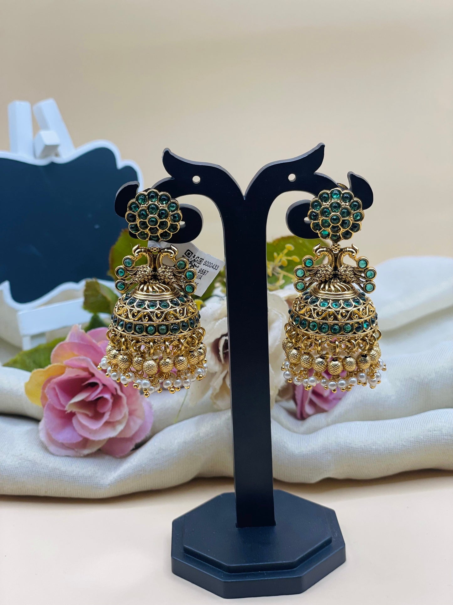 Emerald Floral Jhumka -J004
