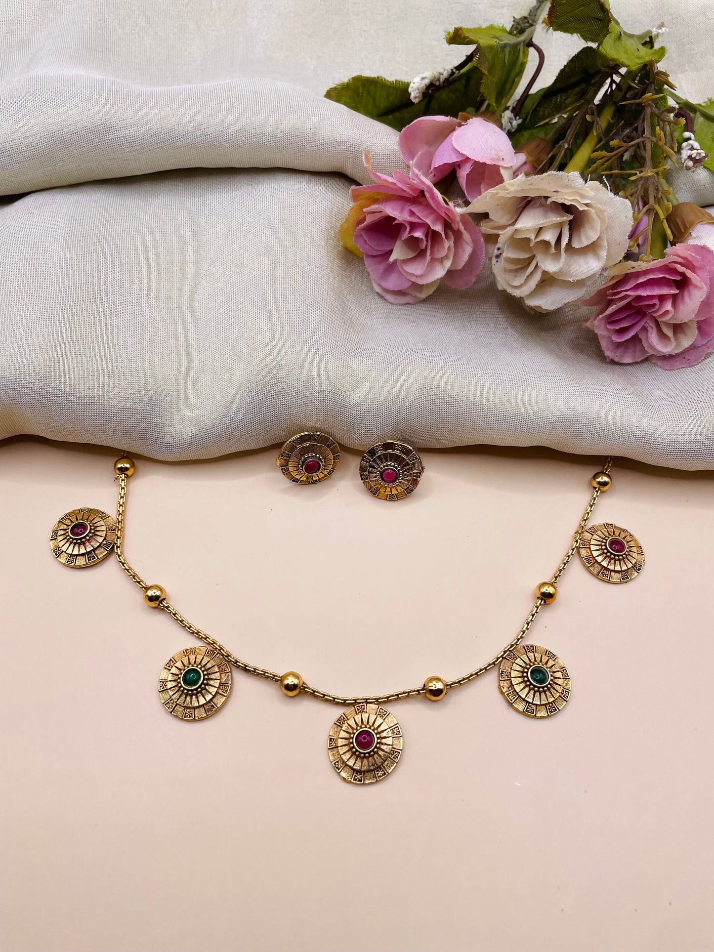 Multicolour Disc Charm Necklace-N031(02)