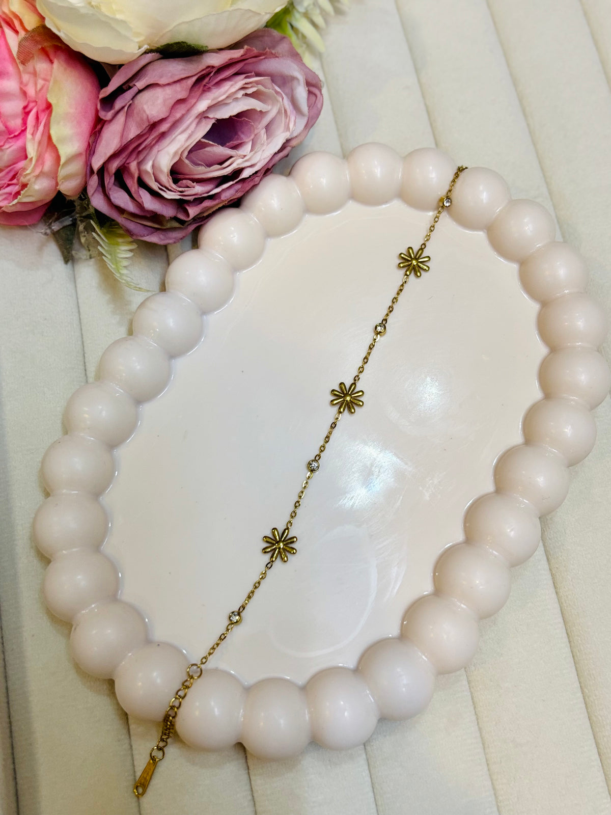 Floral Station Tennis Bracelet-BR012