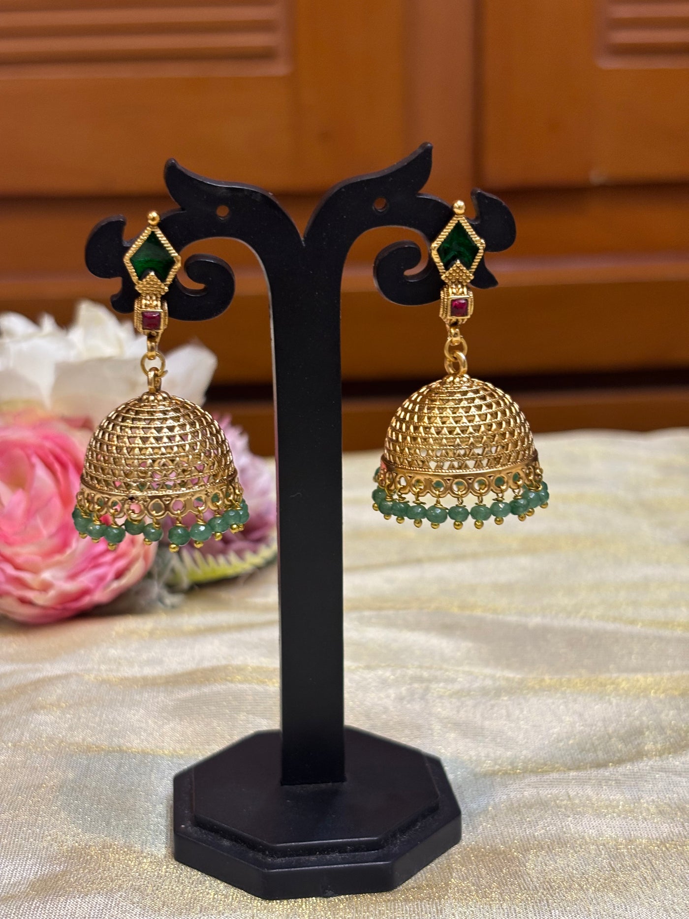 Green Stone Jhumka-J005