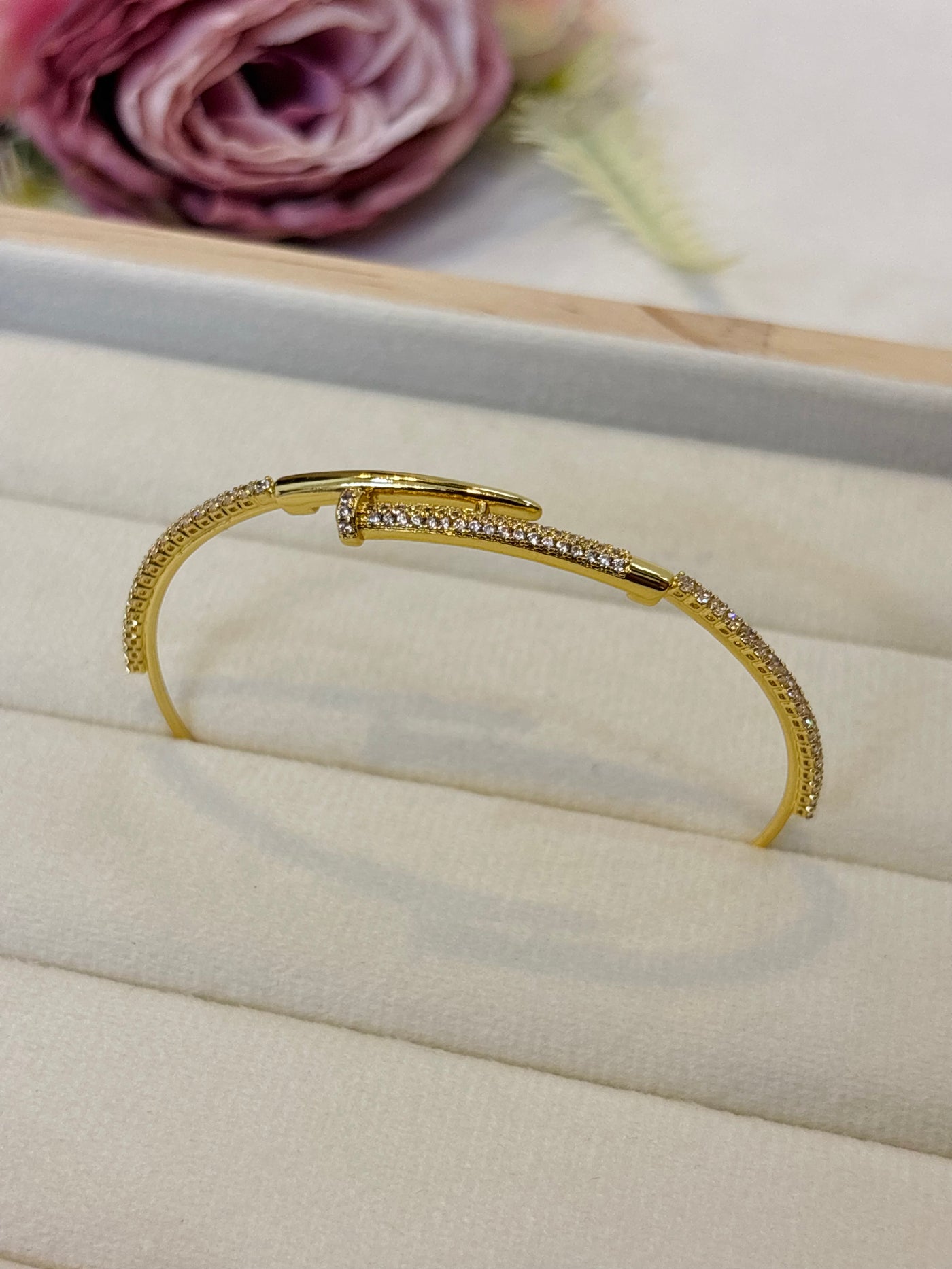 Crystal Nail Open Bangle-B07