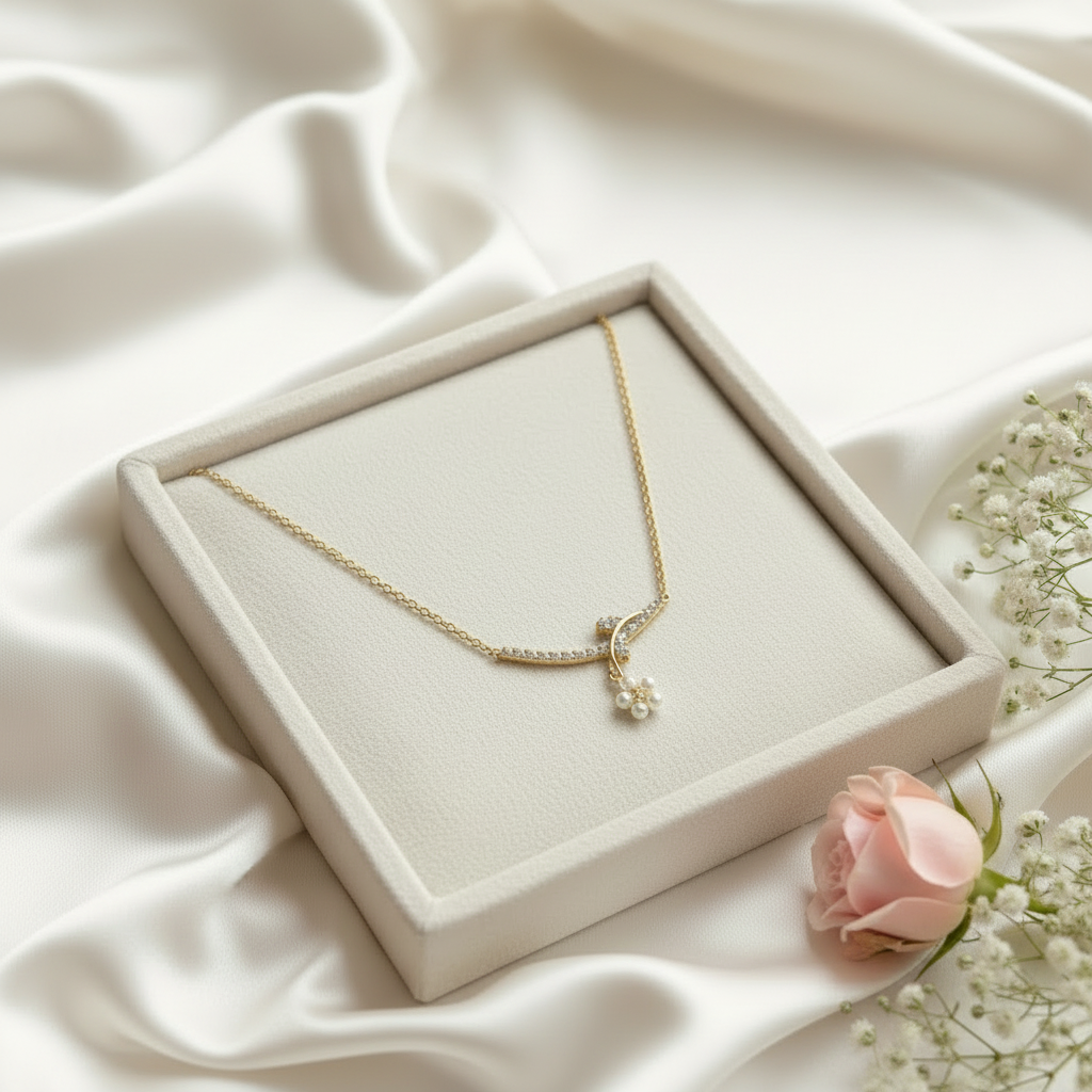 Pearl Bloom Charm Necklace-C01