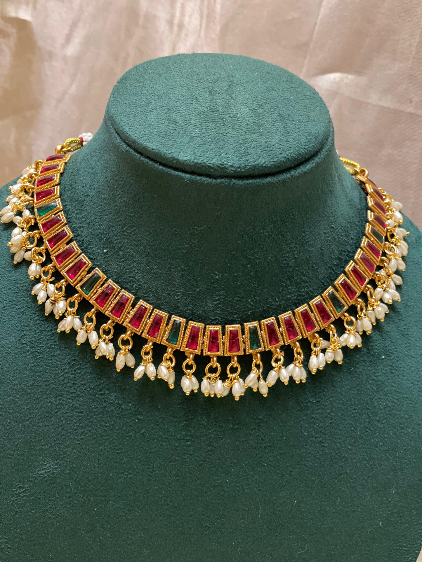 Emerald-Ruby Cascade Choker Set-CH013(02)