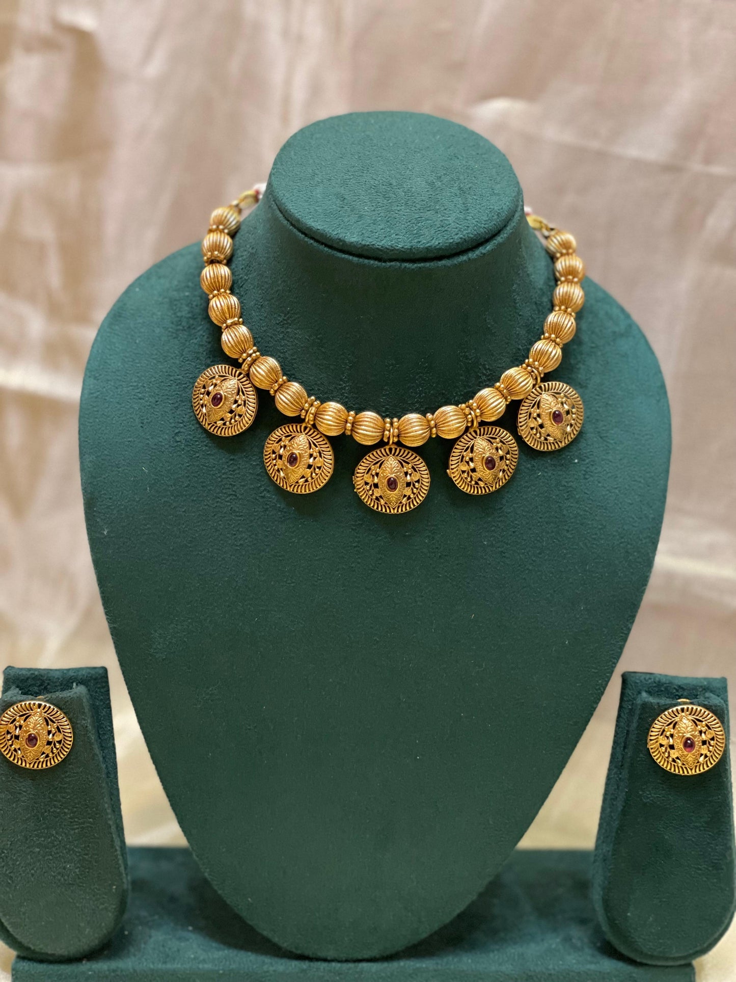 Antique Gold Coin Choker Necklace-CH012(02)