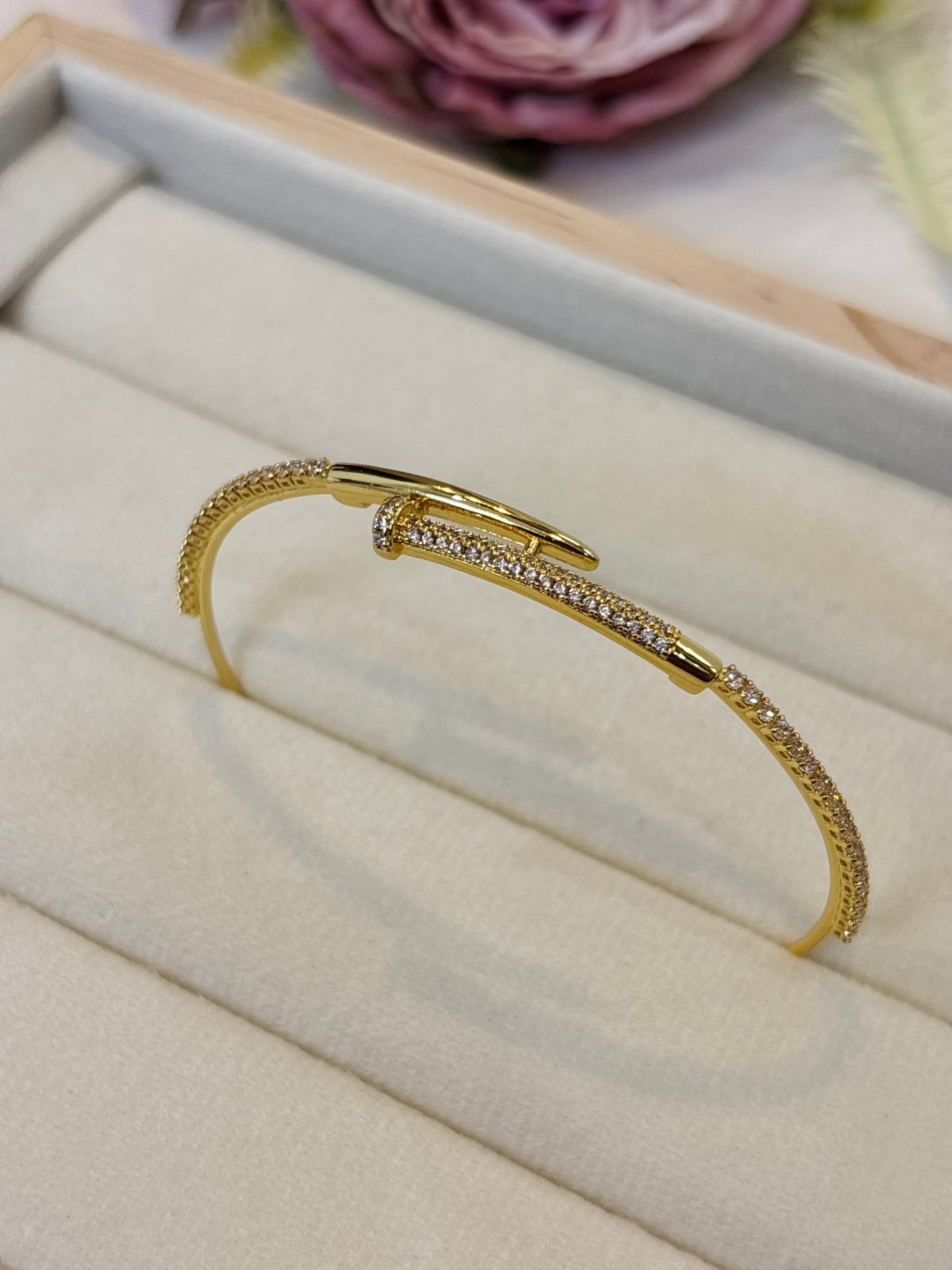 Crystal Nail Open Bangle-B07