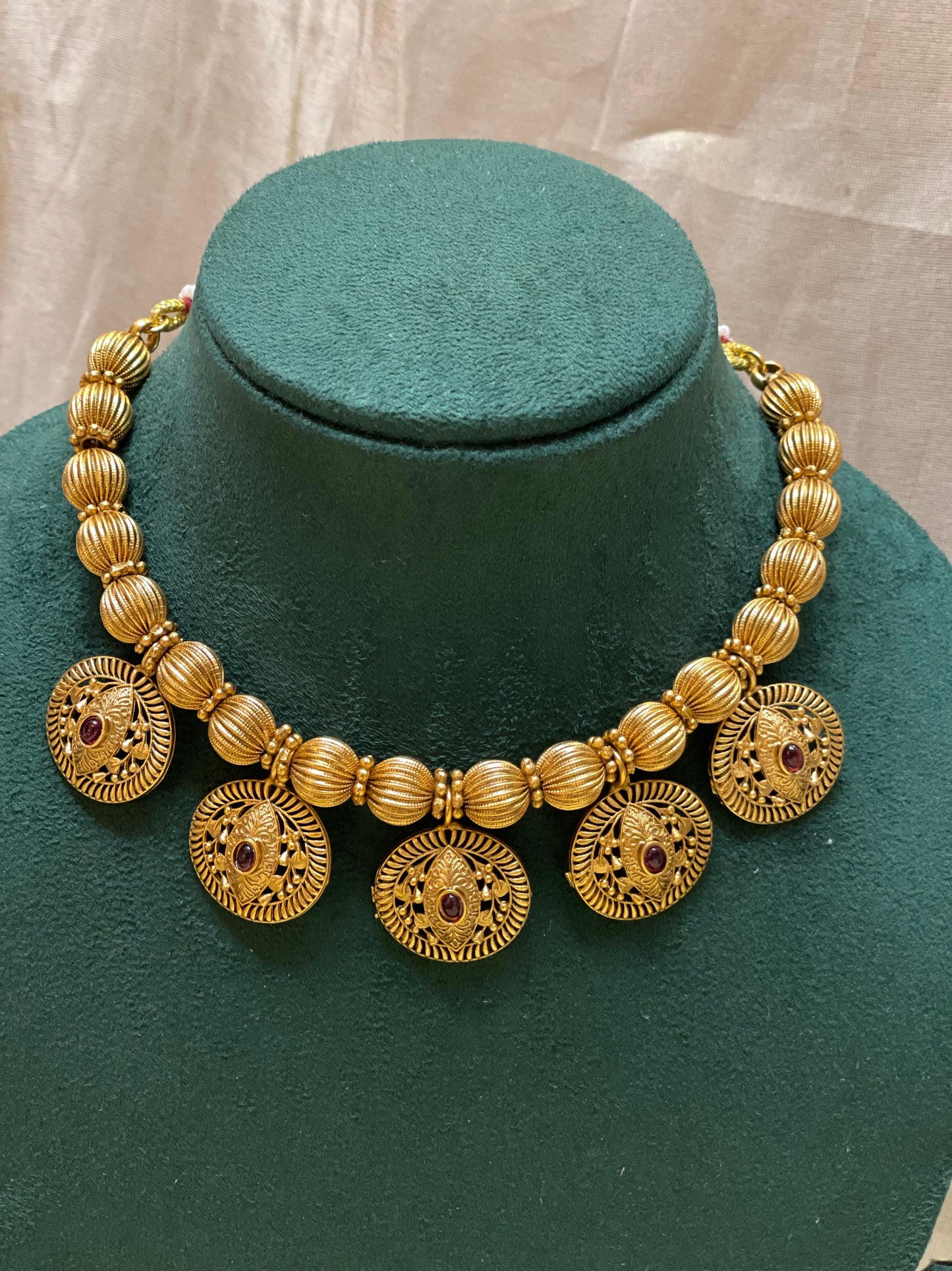 Antique Gold Coin Choker Necklace-CH012(02)