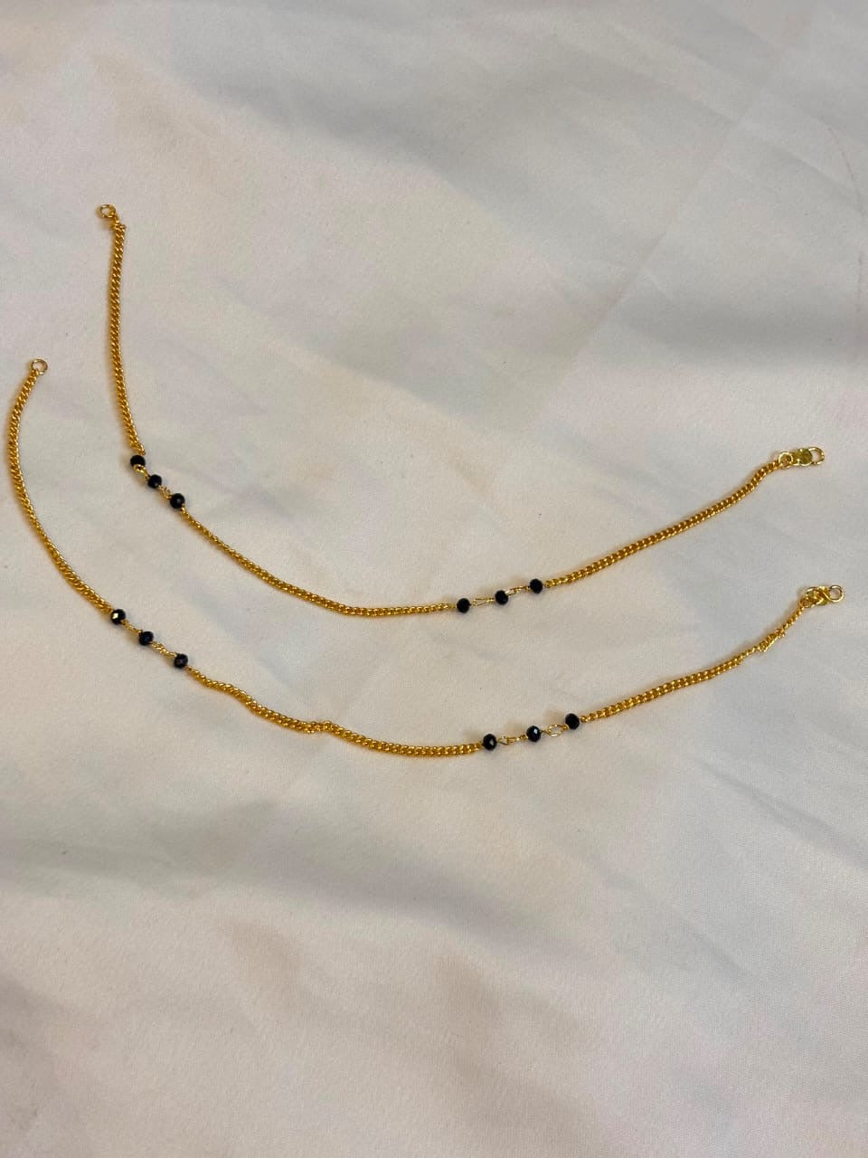 Black Bead Anklet-A013