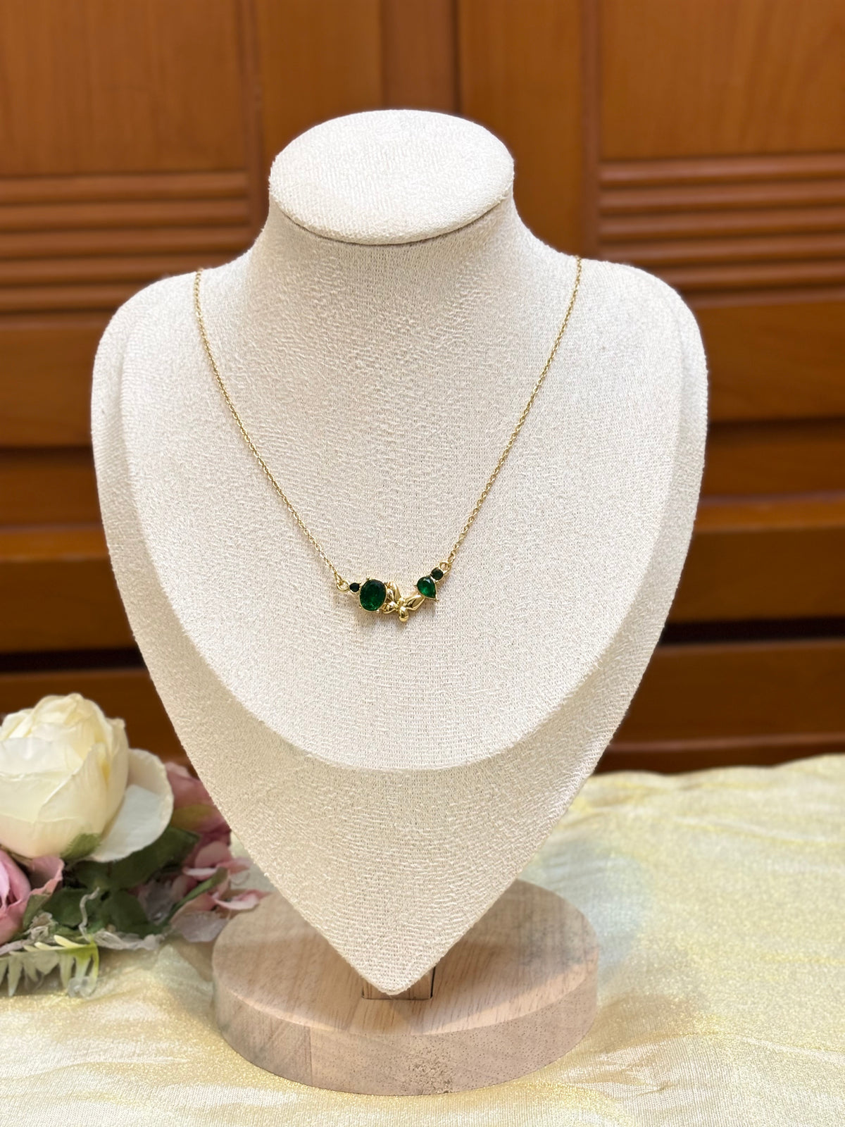 Emerald Charm Necklace-C025