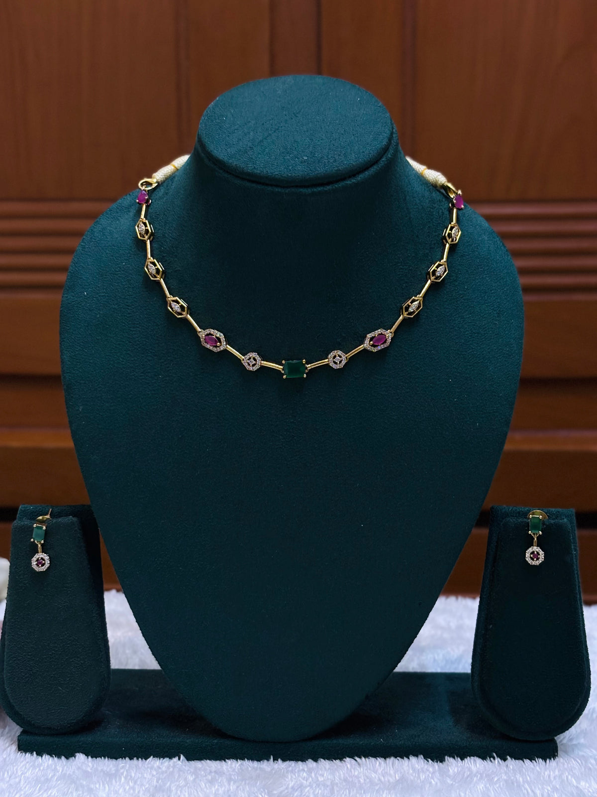 Emerald & Ruby Necklace-AD029