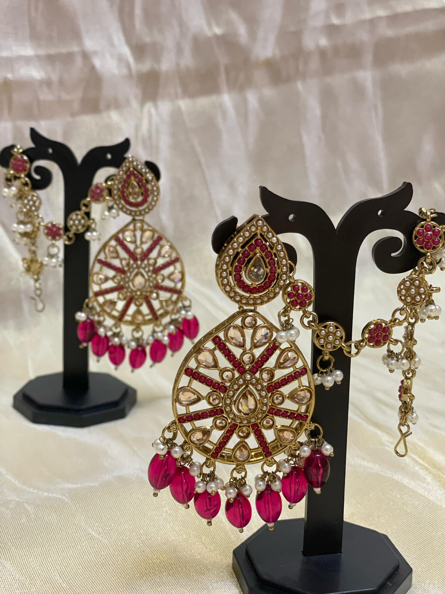 Pink chandbali earrings