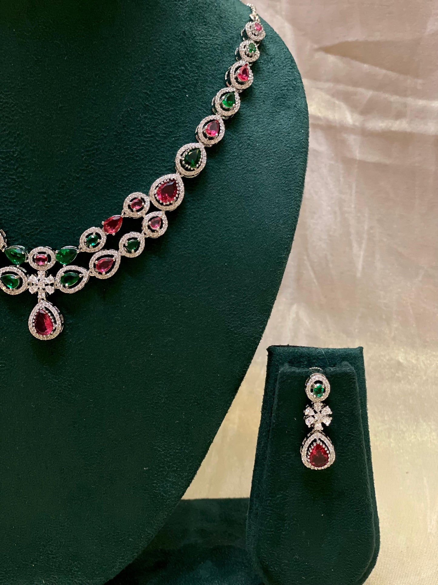 Ruby-Emerald Necklace Set-AD004(02)
