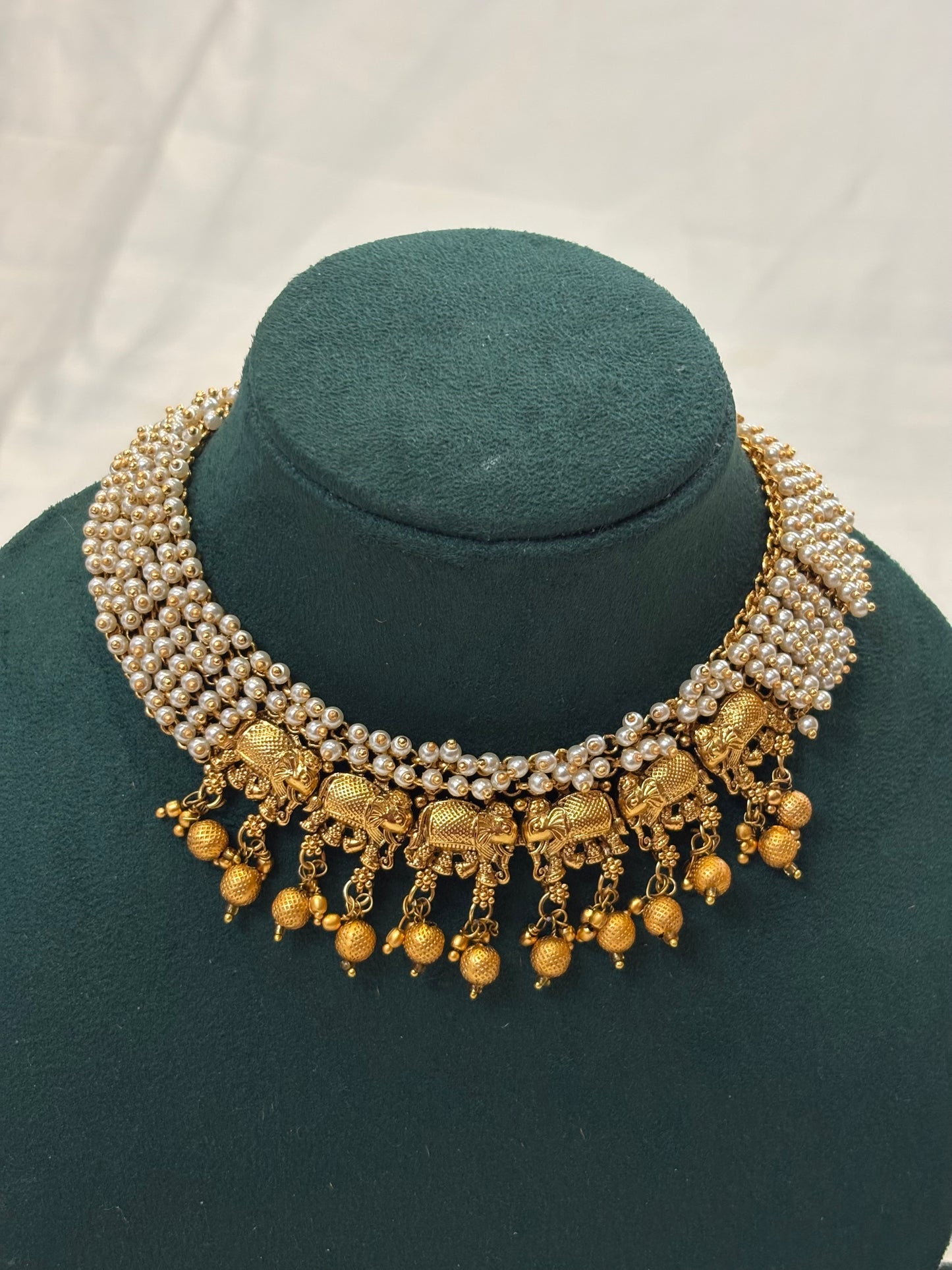 Regal Elephant Pearl Choker