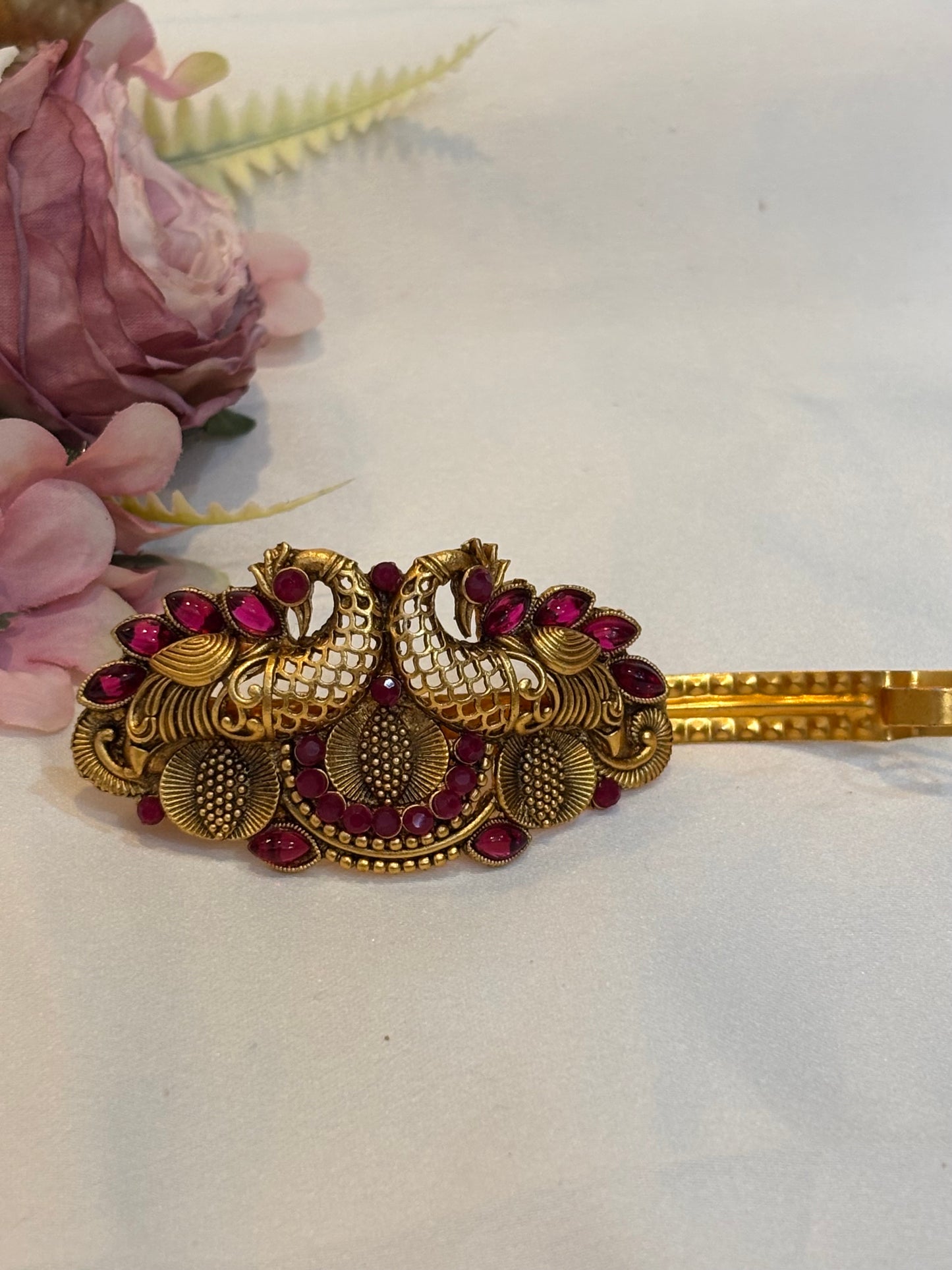 Ruby Twin Peacock Hair Clip-H012(3)