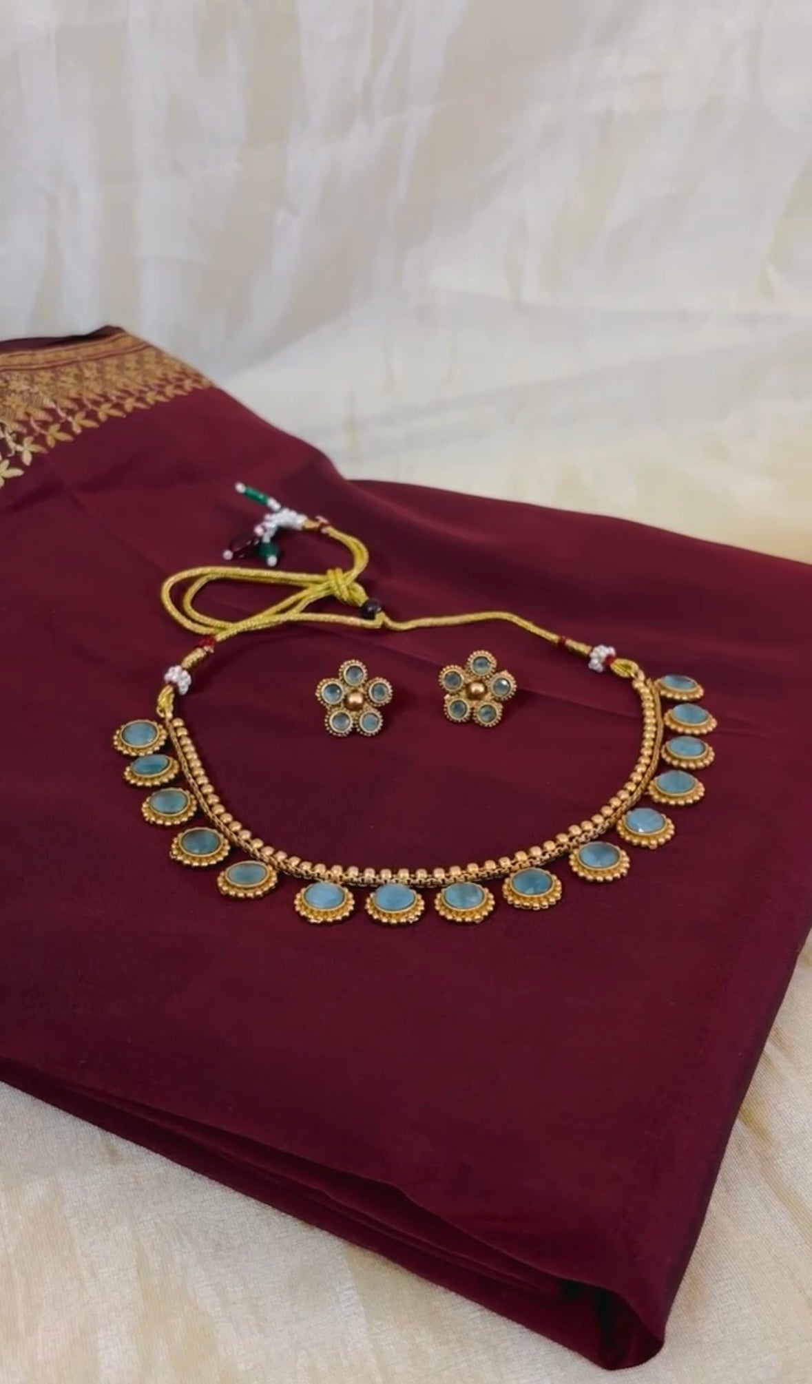 Aqua Stone Necklace Set-N010