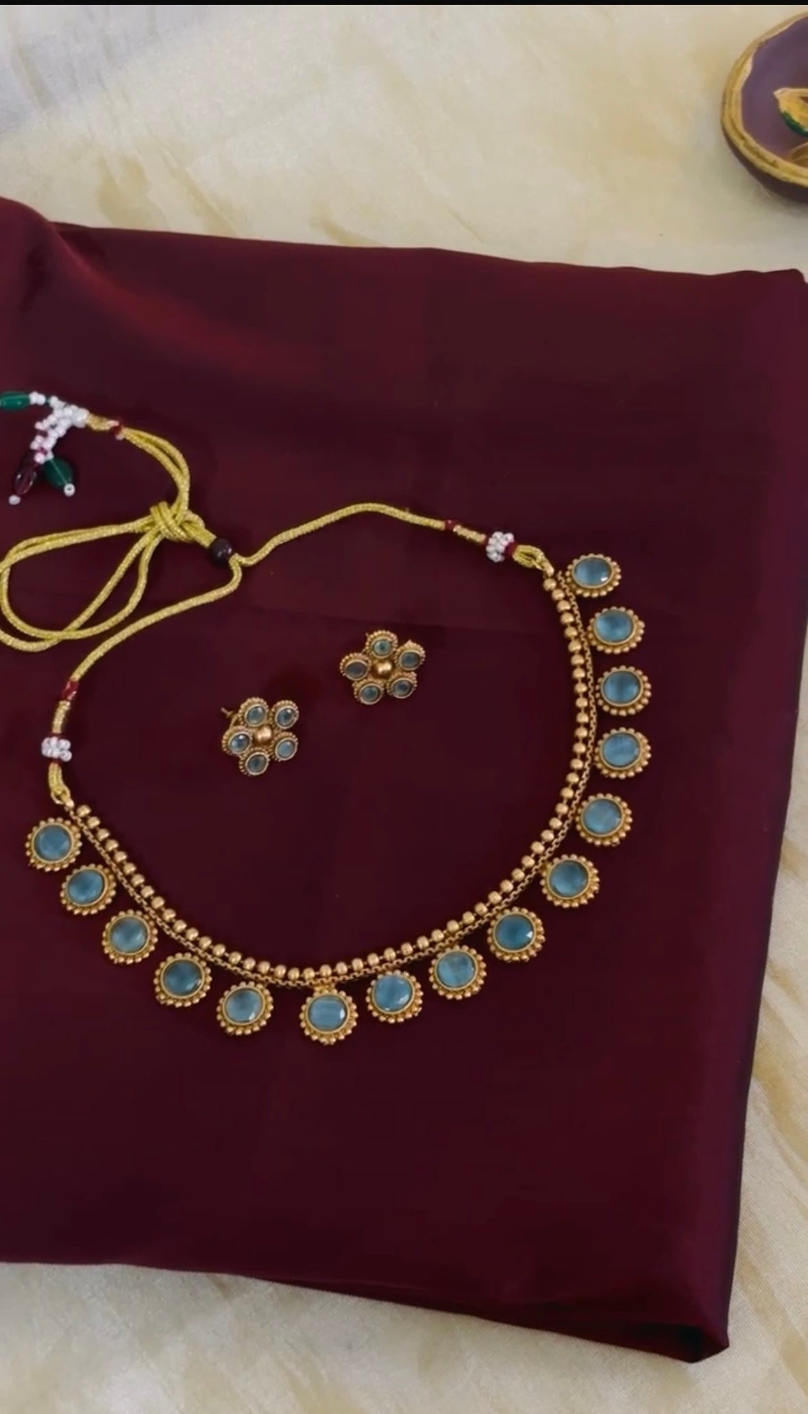 Aqua Stone Necklace Set-N010