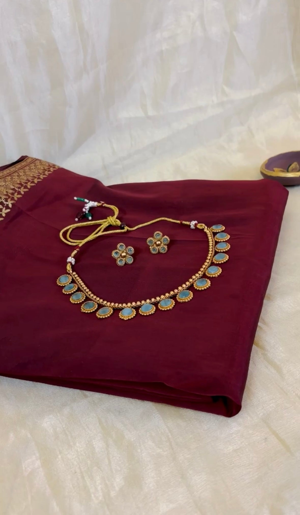Aqua Stone Necklace Set-N010