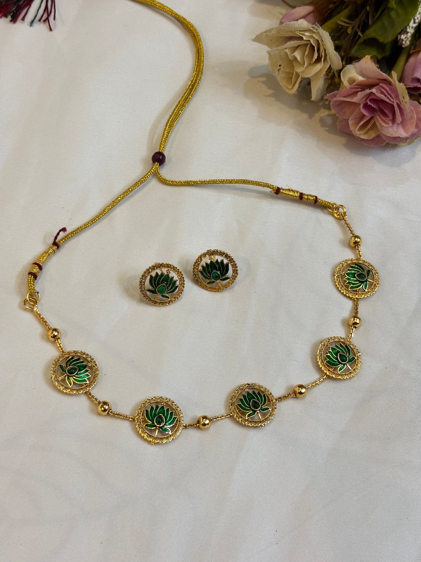 Lotus Coin Necklace Set