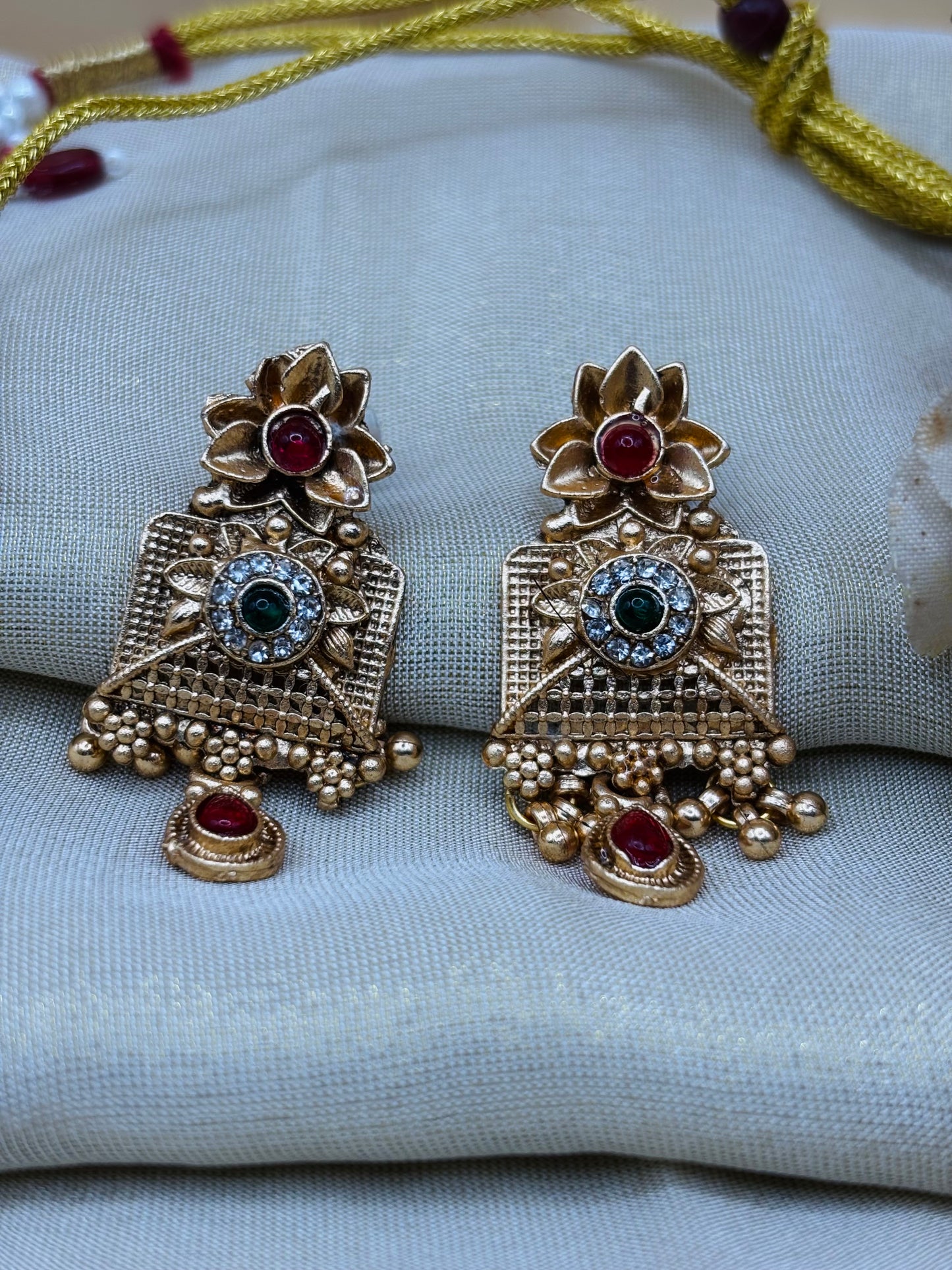 Temple Design Long Necklace Set