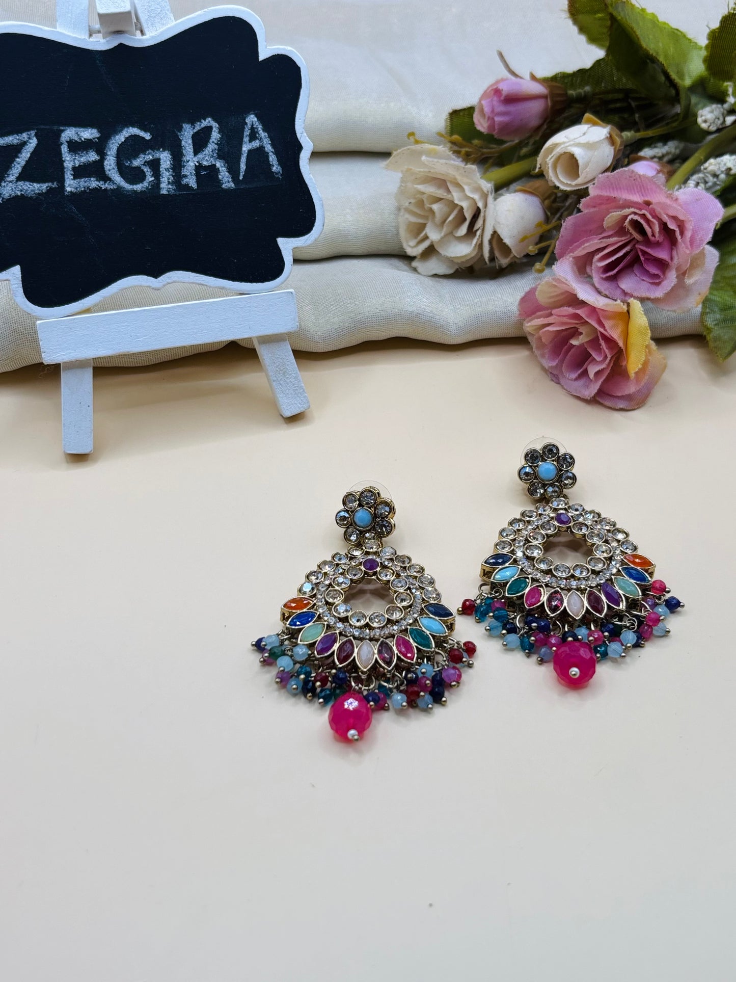Multicolor Kundan Earrings