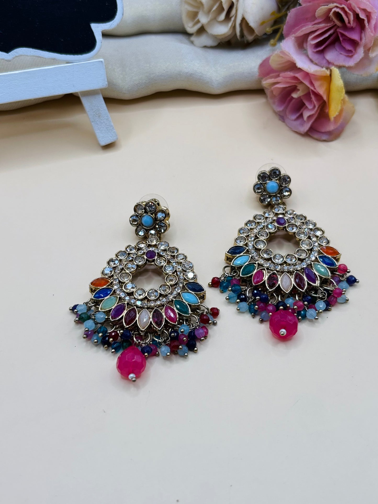 Multicolor Kundan Earrings