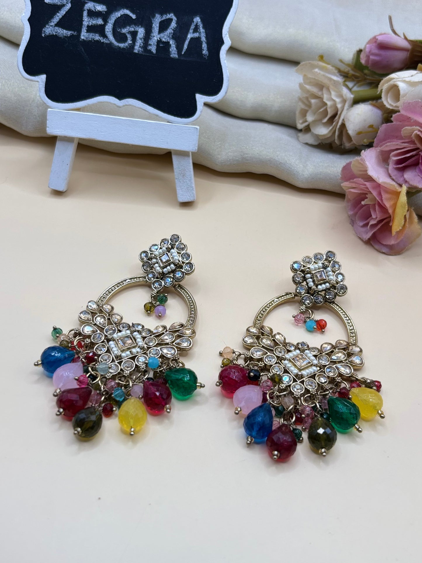 Crystal Kundan Earrings