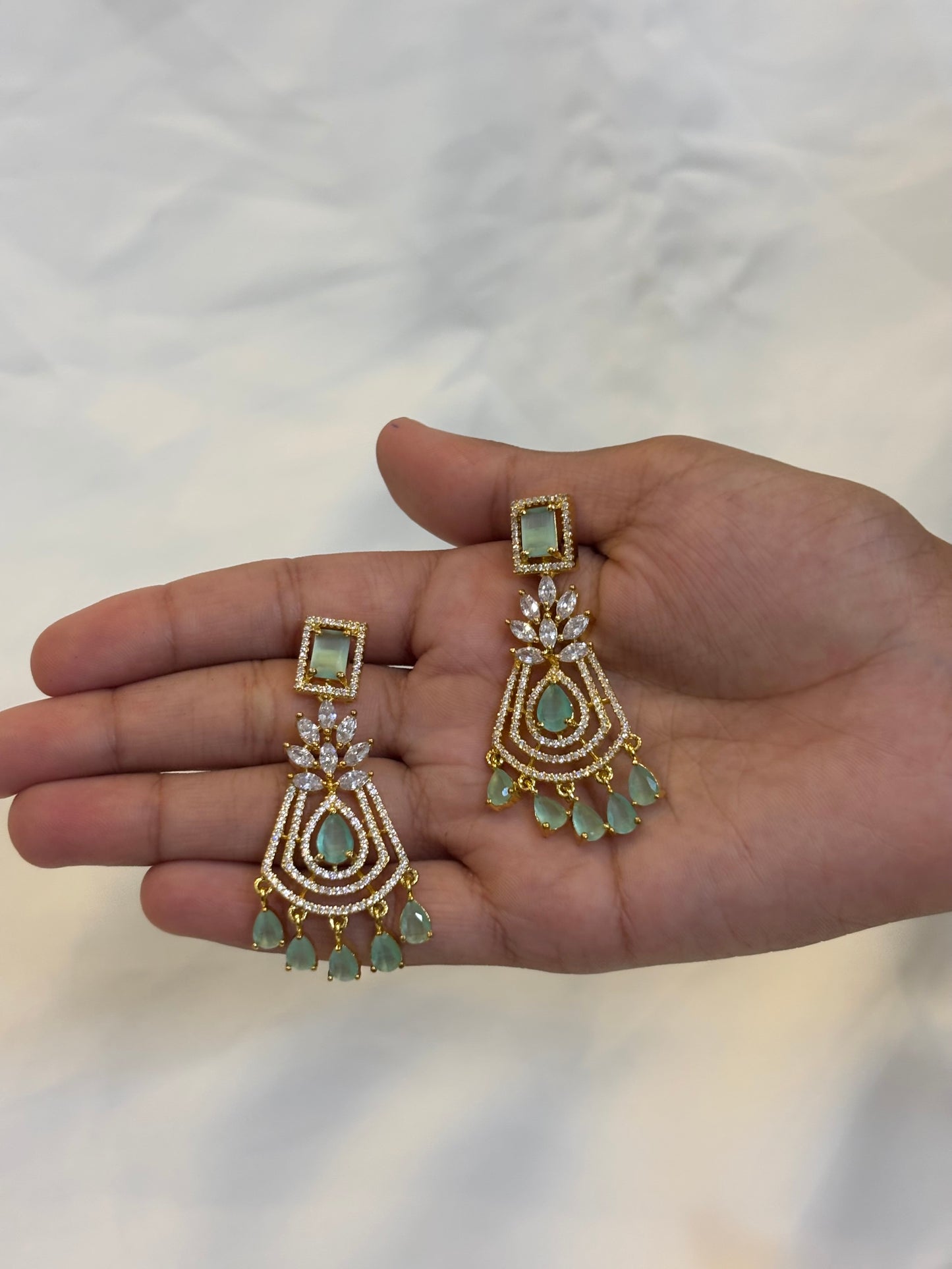 Aqua Elegance Stone Drop Earrings-E13