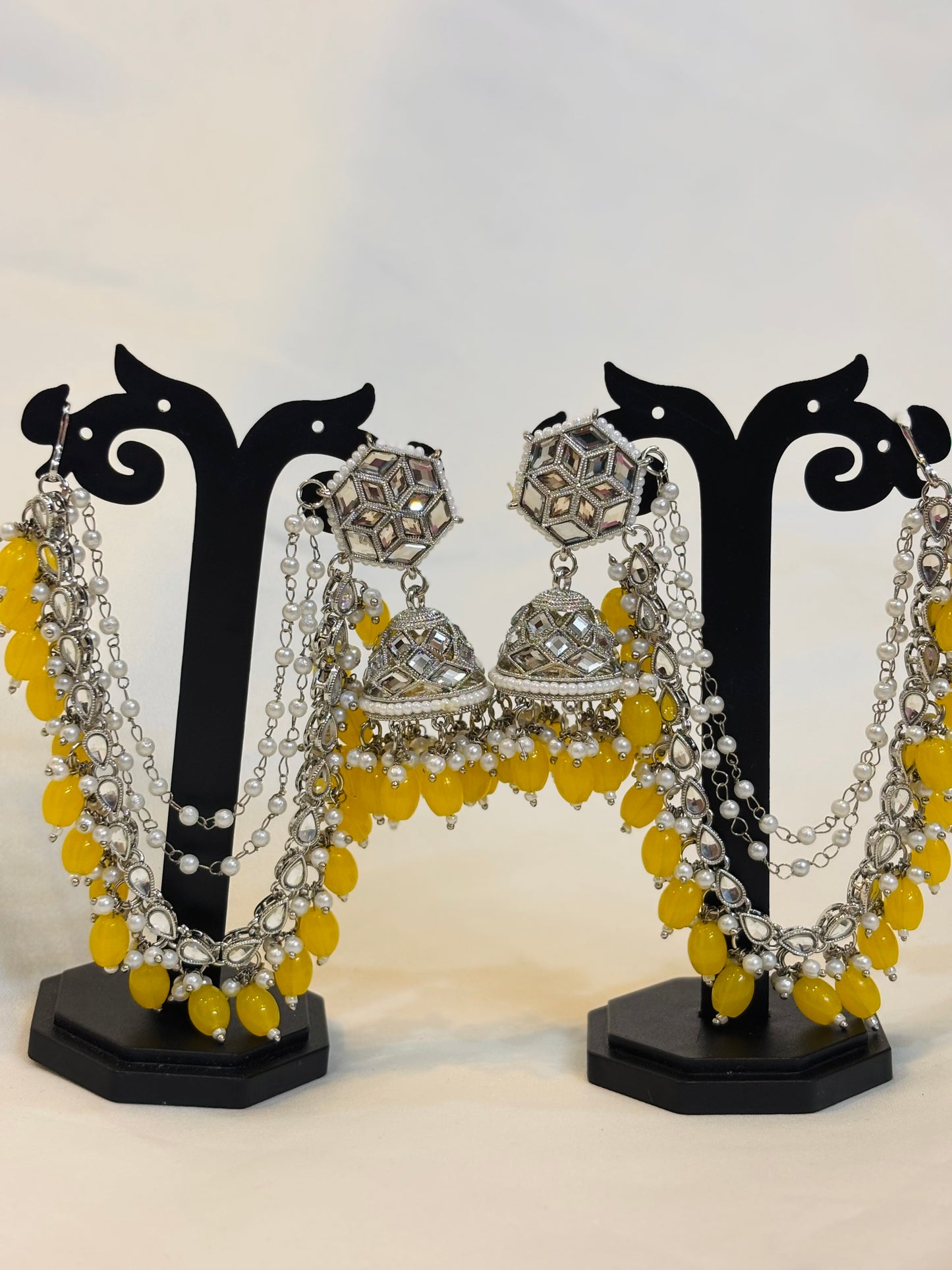 Sunshine Yellow Beaded Jhumka-E3