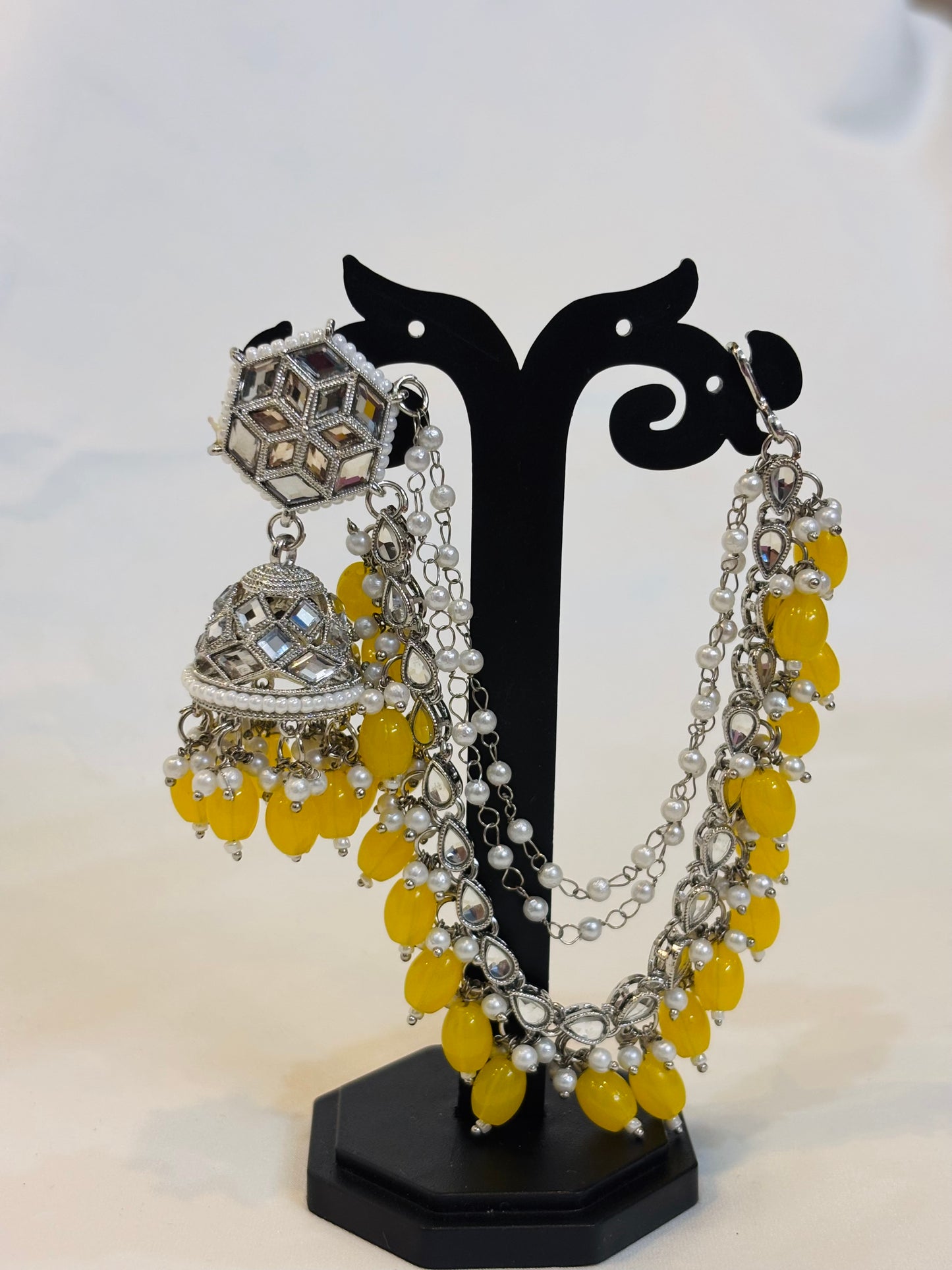 Sunshine Yellow Beaded Jhumka-E3