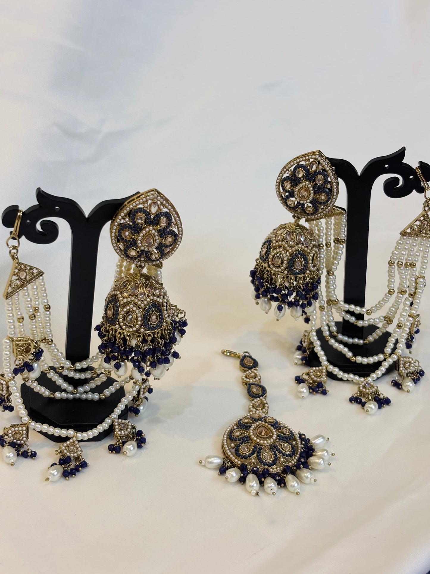Royal Blue Kundan Pearl Bridal Set-E4