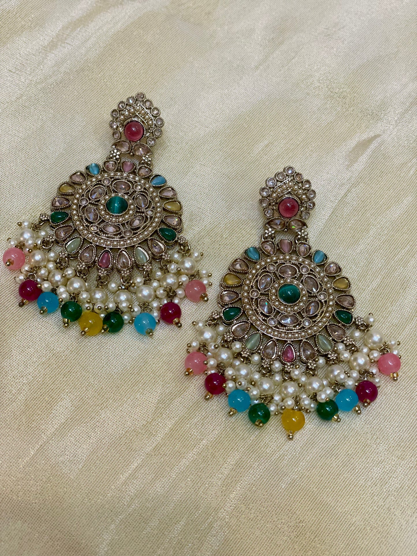 Kundan Chandbali earrings-E002(02)