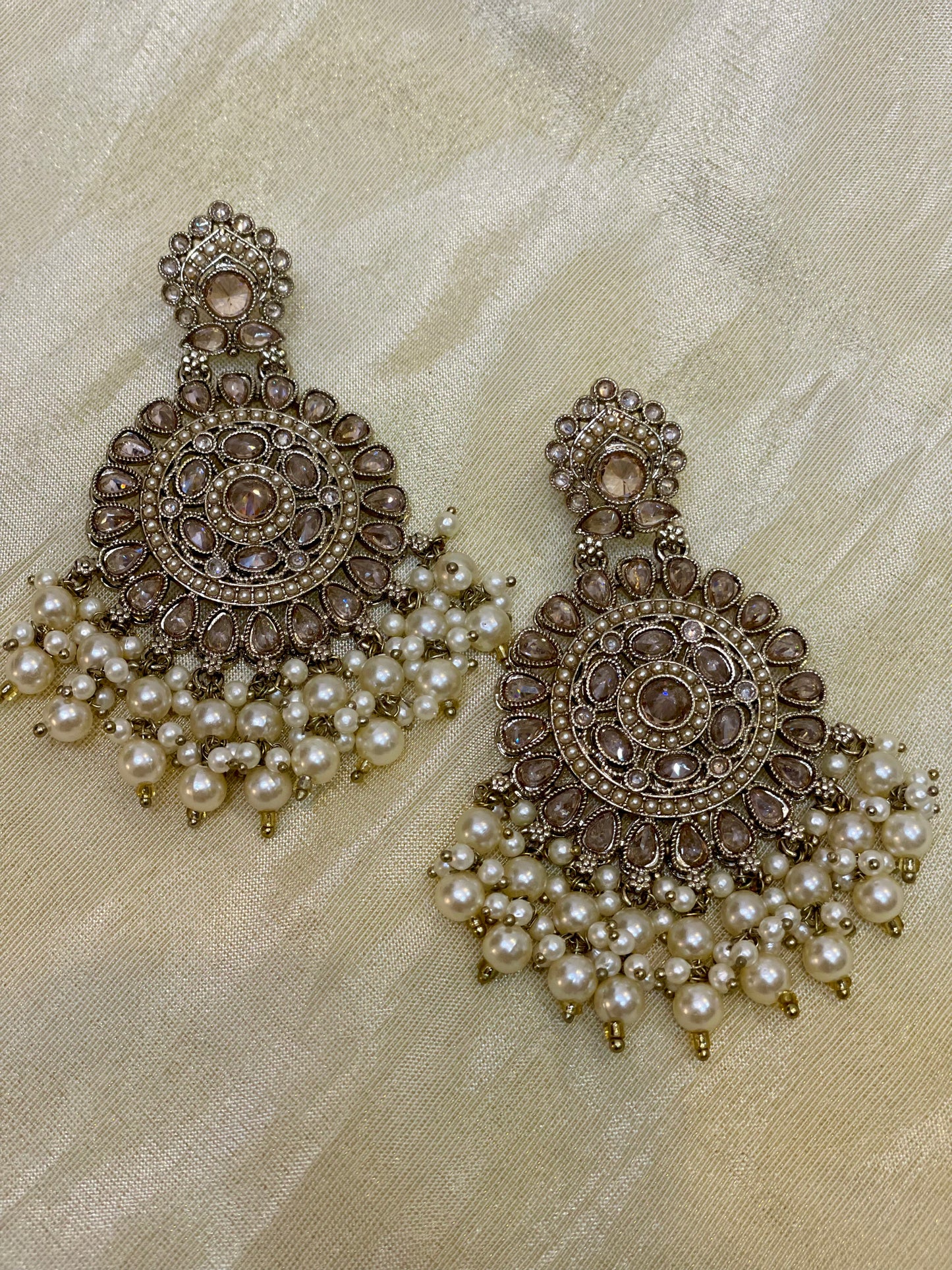 Golden kundan chandbali earrings -E002(03)