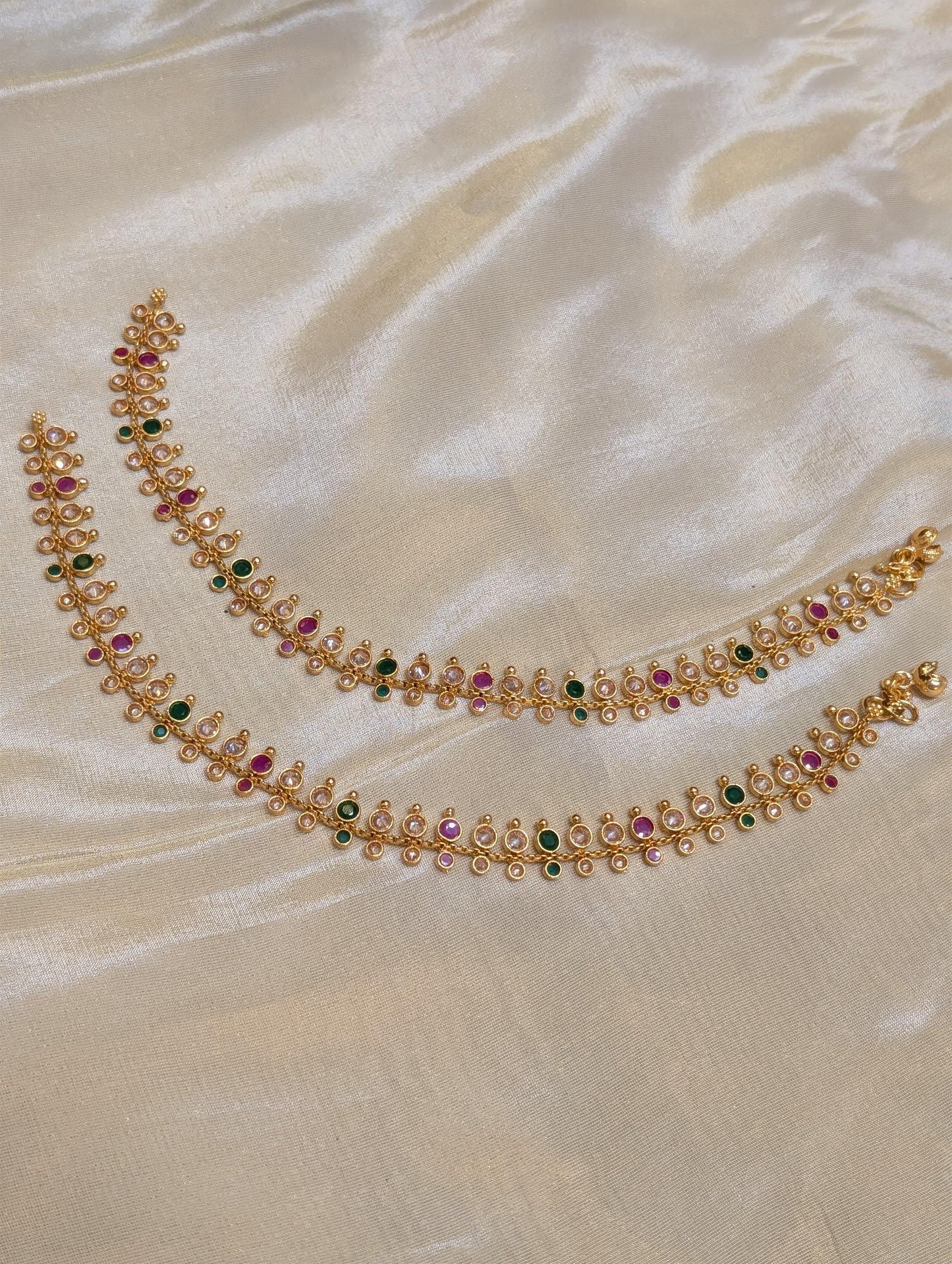 Multicolor Stone Gold-Plated Payal -A002(02)