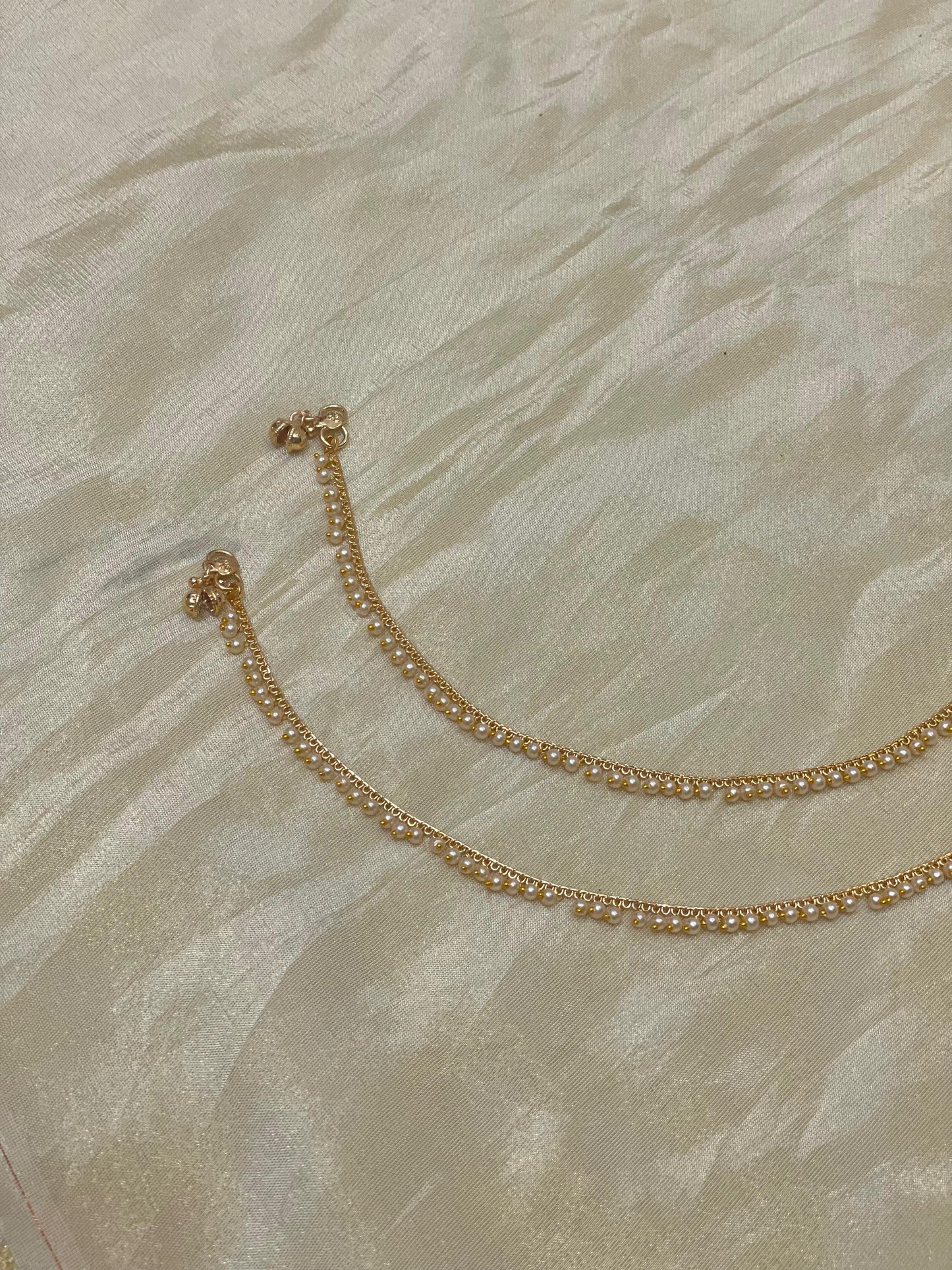 Pearl Drop Minimal Gold-Plated Anklets -A003