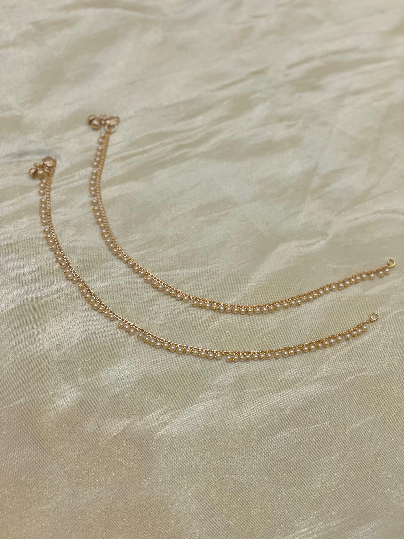 Pearl Drop Minimal Gold-Plated Anklets -A003