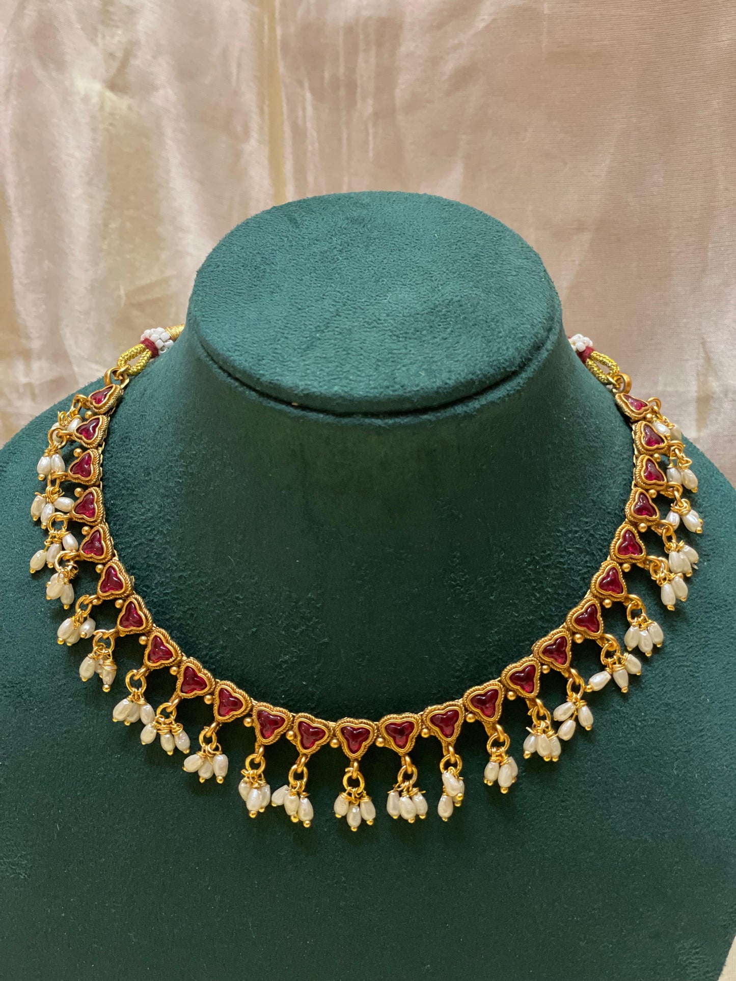 Heart Motif Pearl Choker Set-CH005(03)