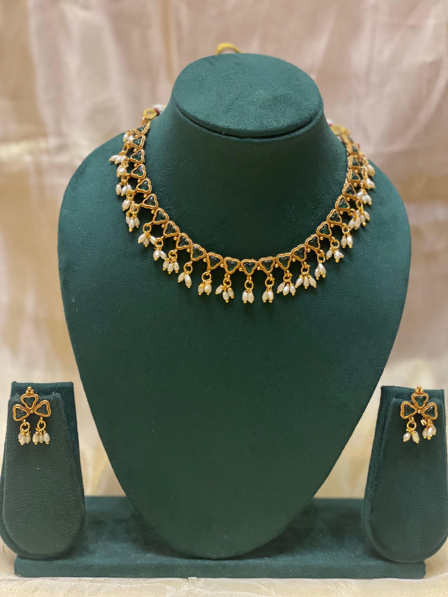 Heart Motif Pearl Choker Set-CH005(02)