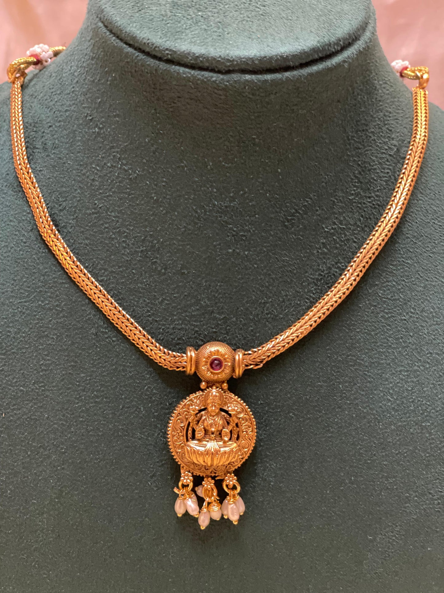 Ruby Temple Pendant Necklace Set-N013(02)