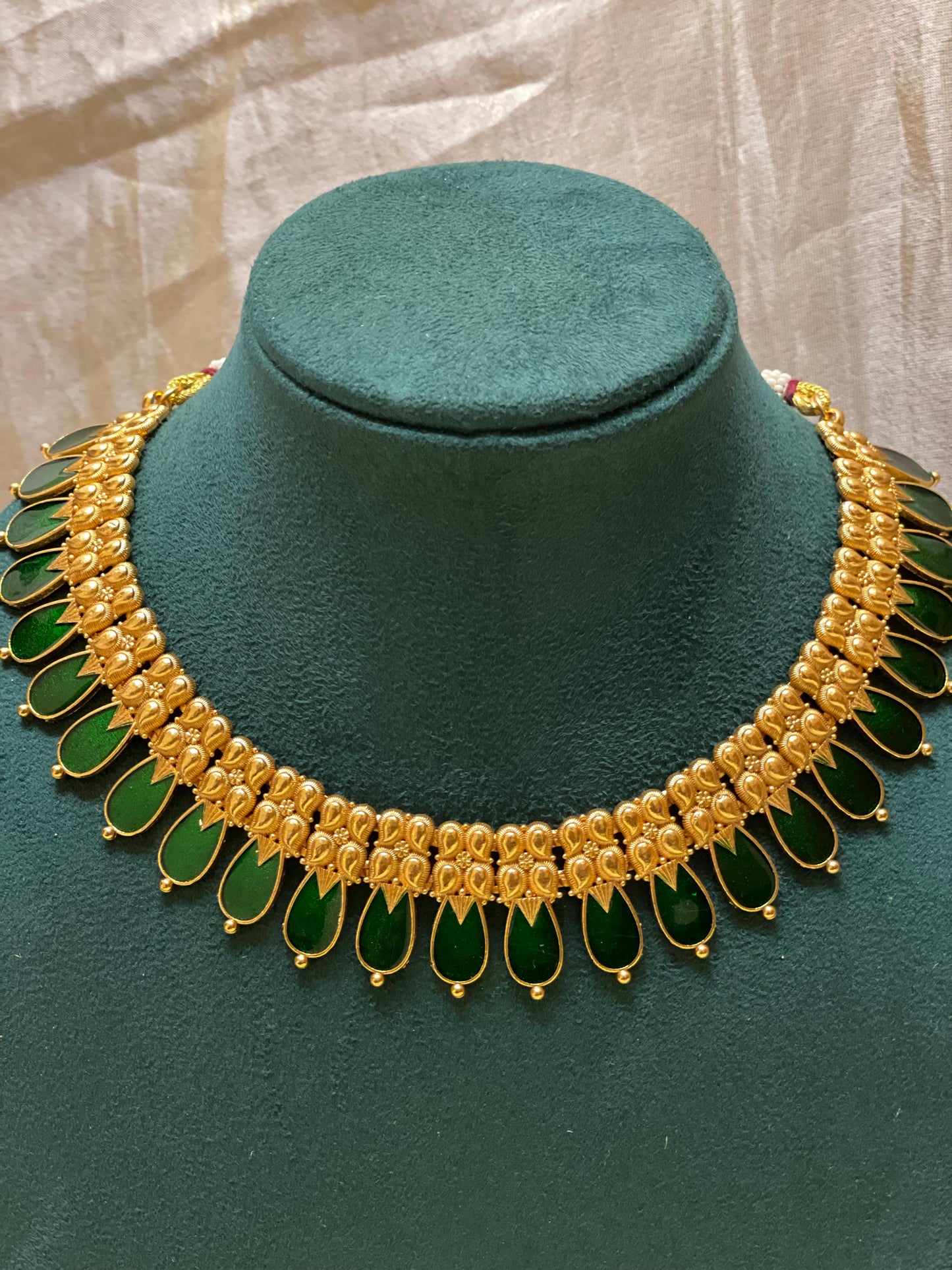 Elegant Green Bead Gold Choker Set-CH009(01)