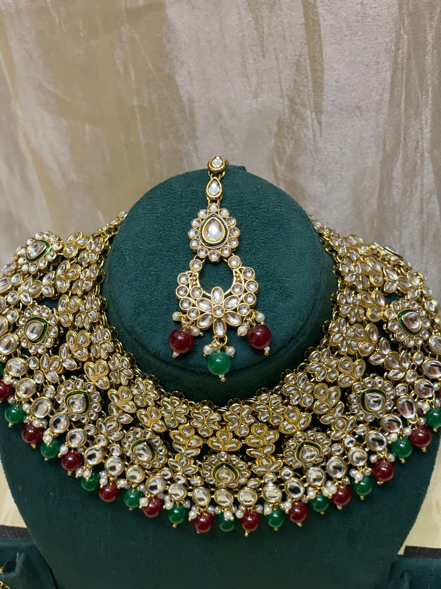 Royal Emerald Ruby Polki Choker Set-BR007(02)