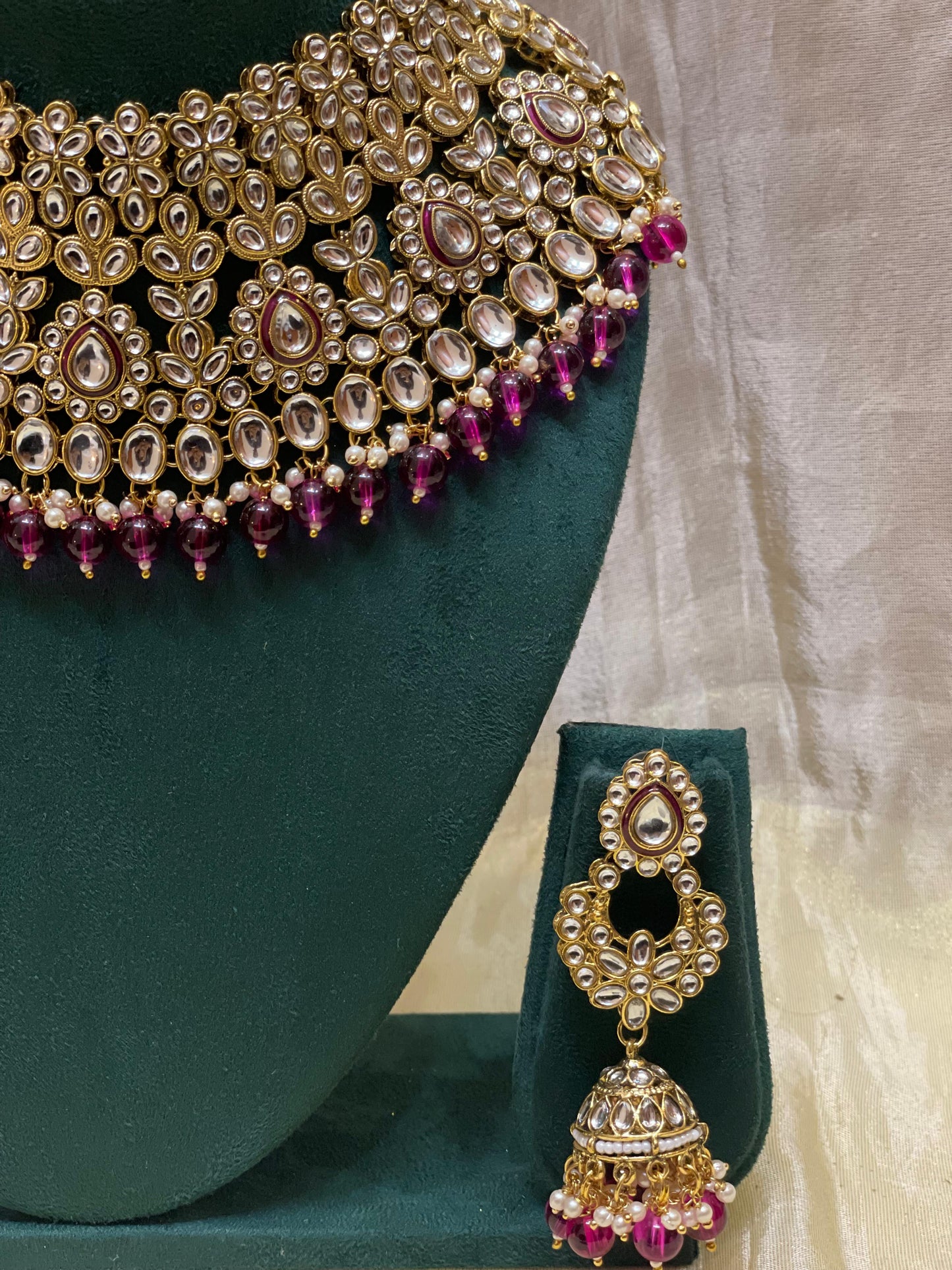 Majestic Magenta Polki Choker Set-BR007(03)