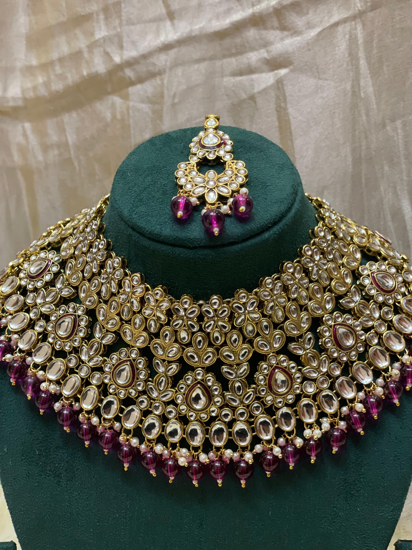 Majestic Magenta Polki Choker Set-BR007(03)