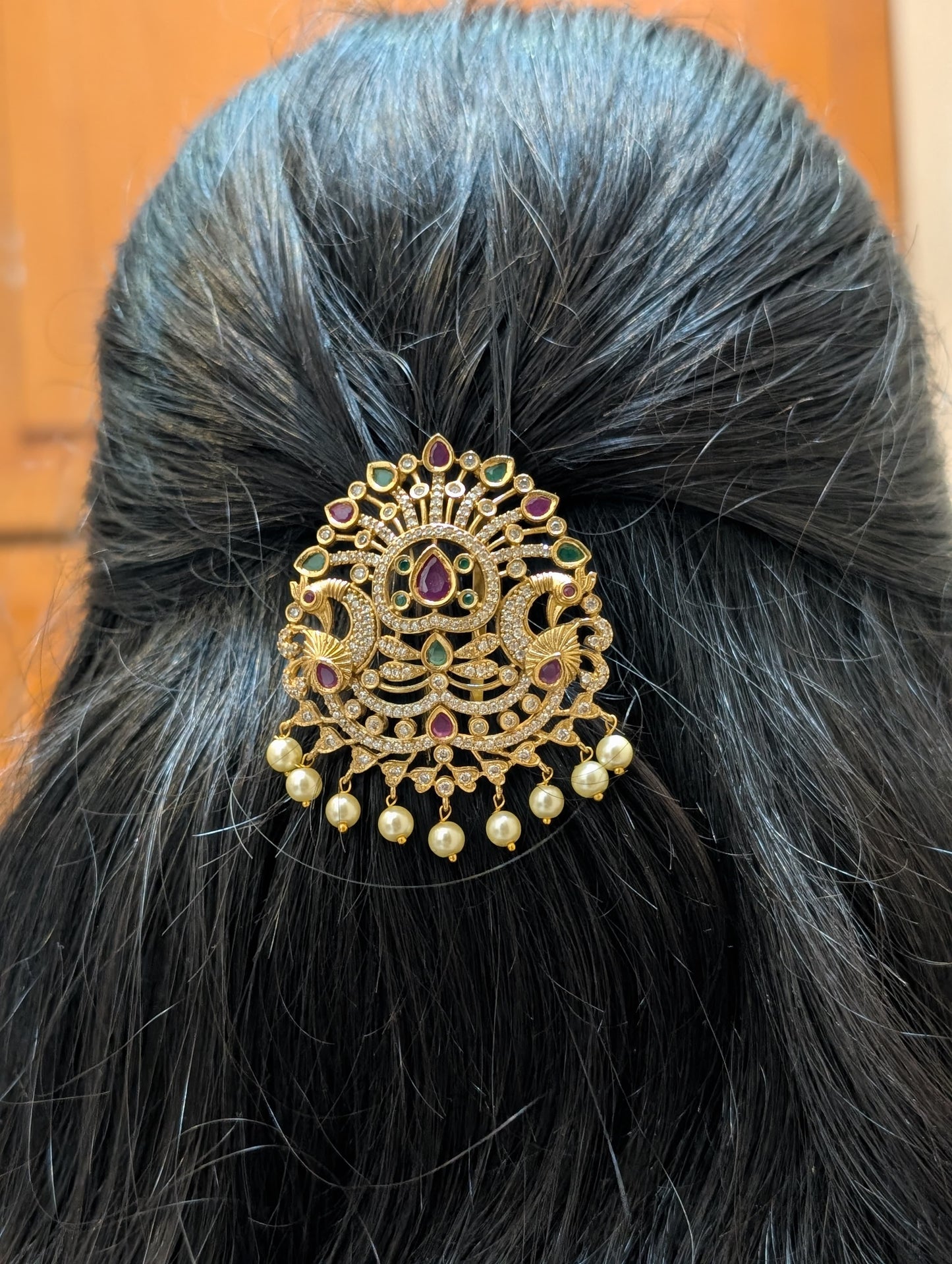 Majestic Peacock Crest Hair Brooch-H002