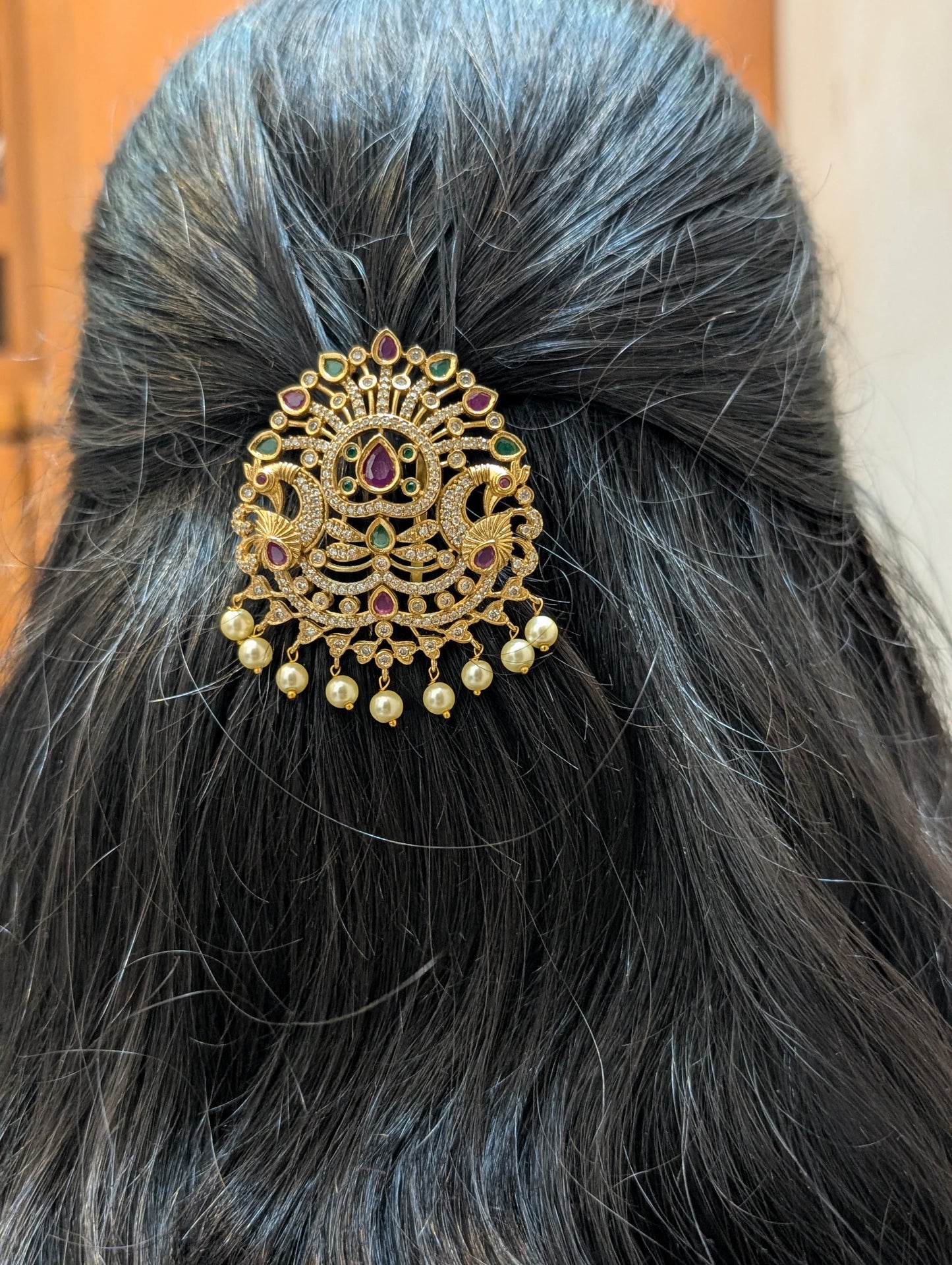 Majestic Peacock Crest Hair Brooch-H002