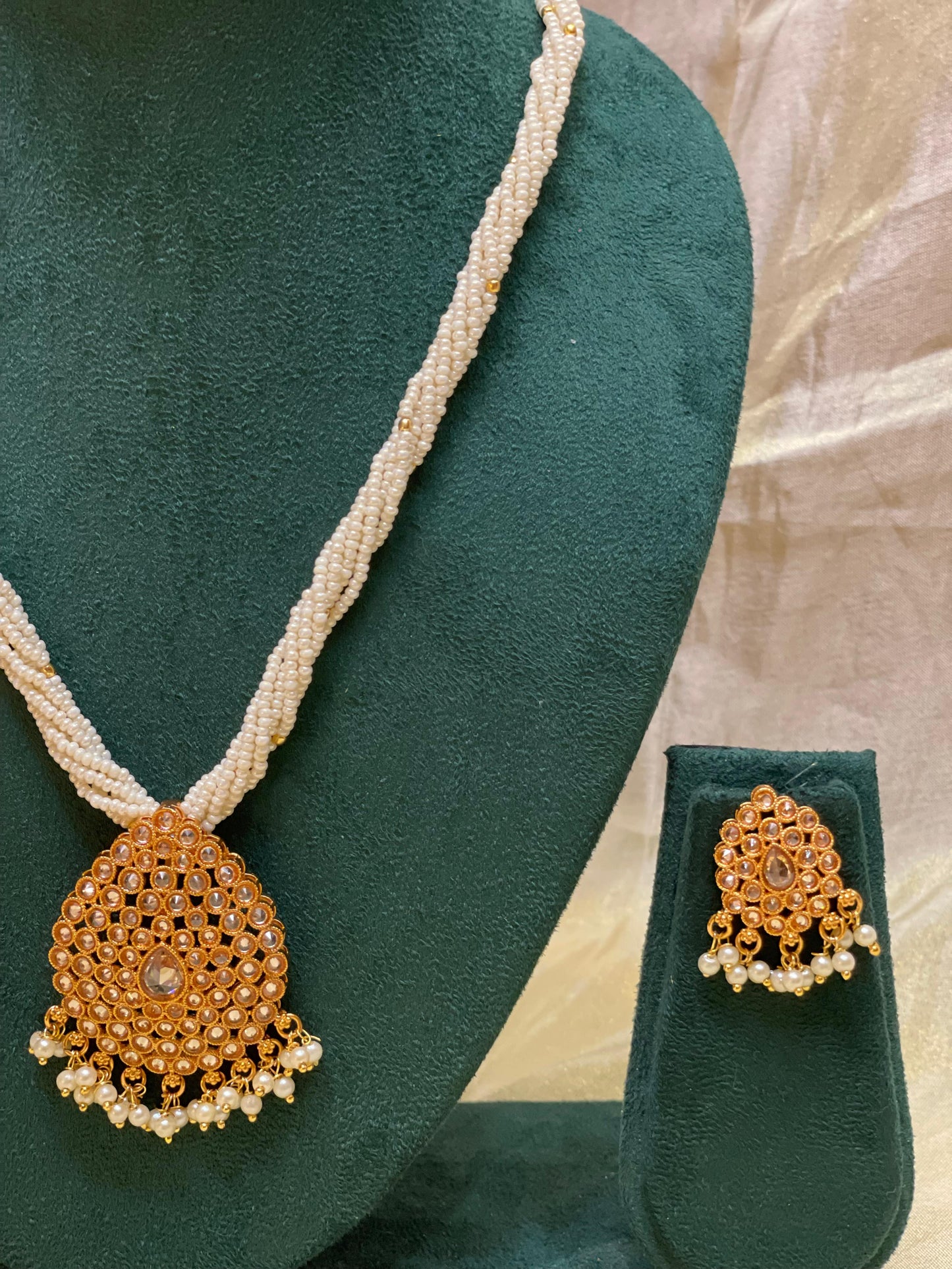 Classic Kundan Pearl Drop Necklace-N19(04)
