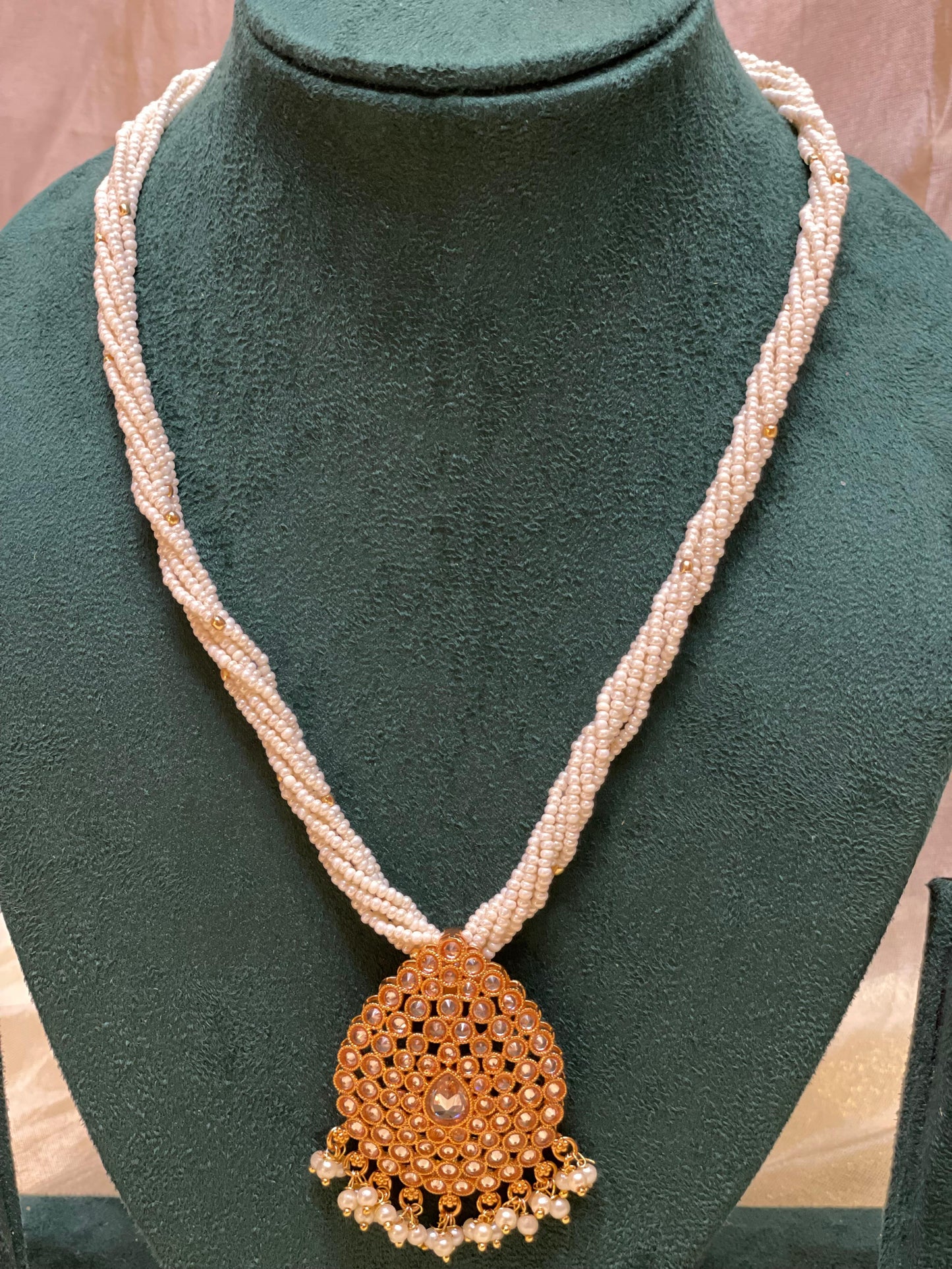 Classic Kundan Pearl Drop Necklace-N19(04)